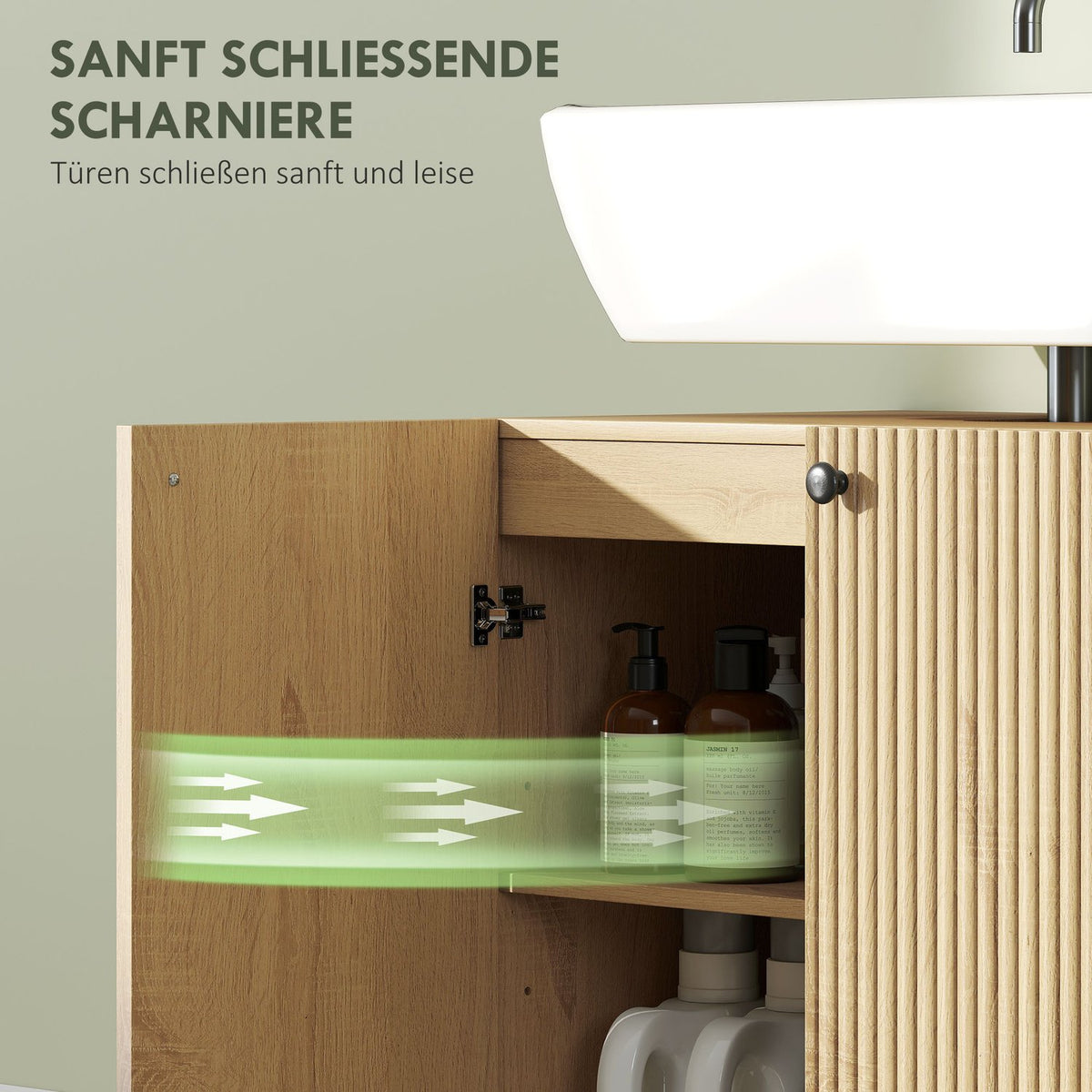 Bathroom Sink Cabinet, 3-Tier Shelf, Wood, Wheels