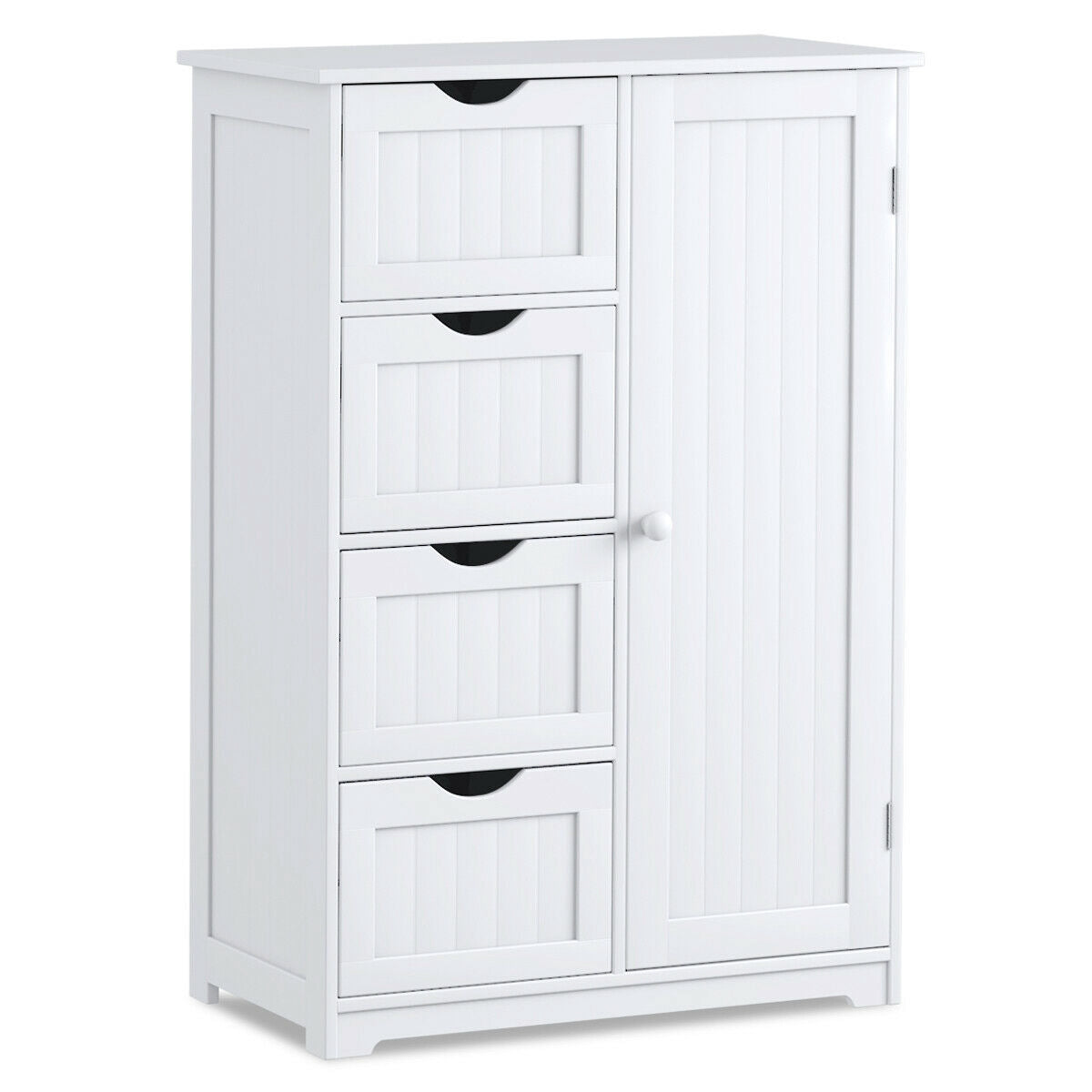 Bathroom Storage Cabinet, 4 Drawers, Door, White