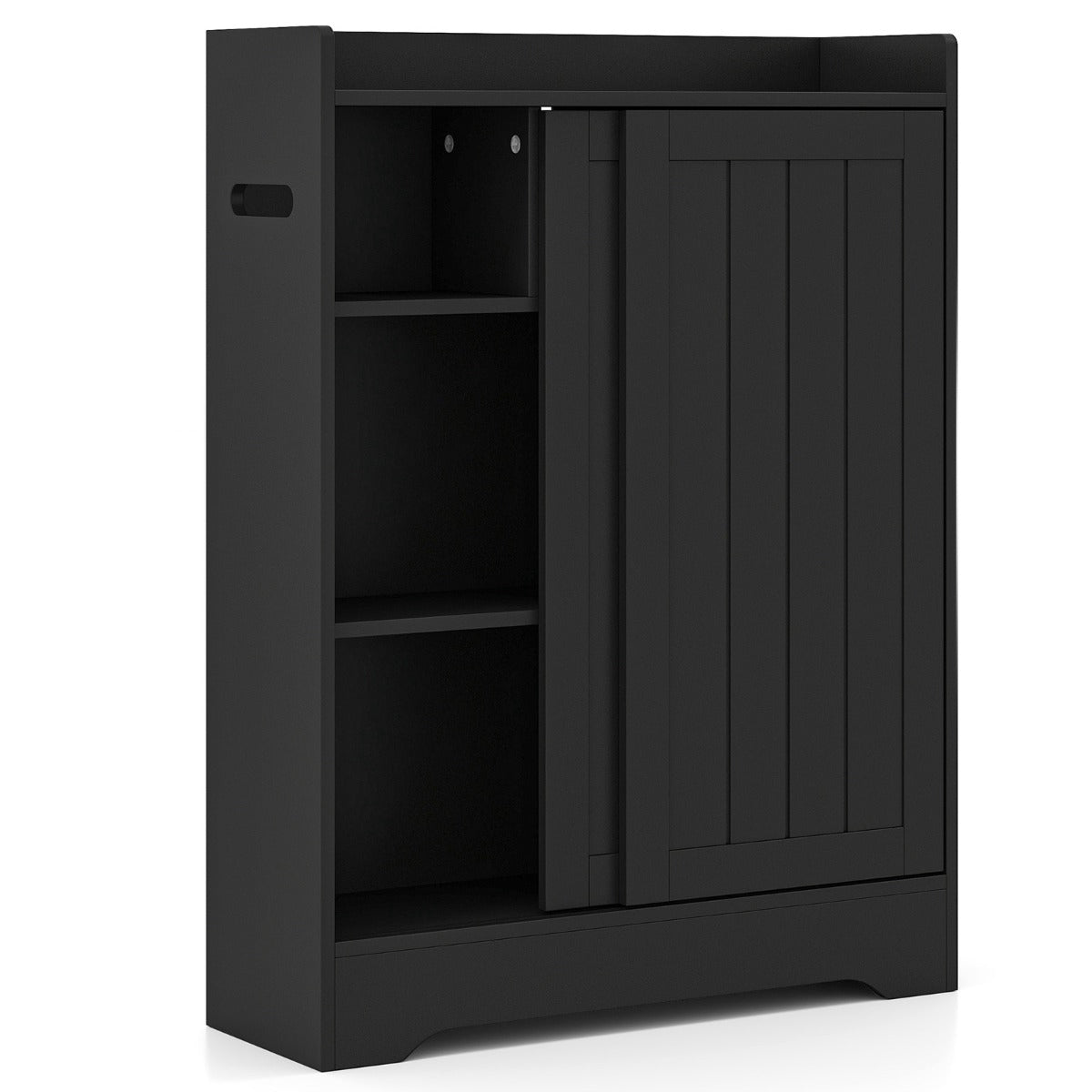 Bathroom Storage Cabinet – Slim, Sliding Doors, Paper Holder