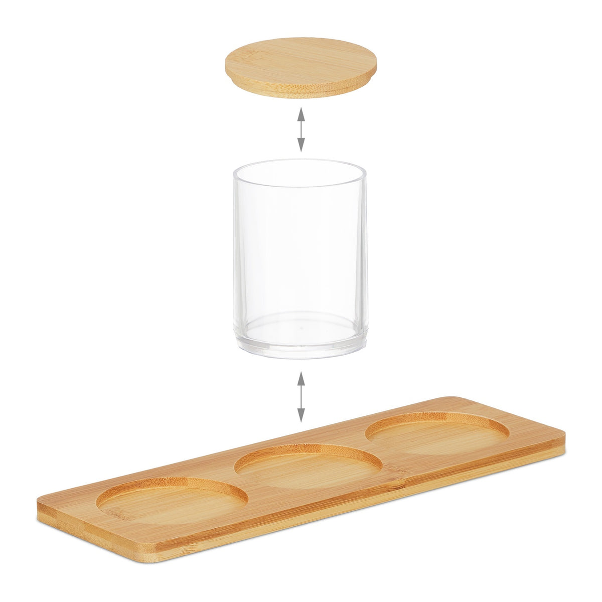 Bathroom Storage Set with Bamboo Lids and Tray