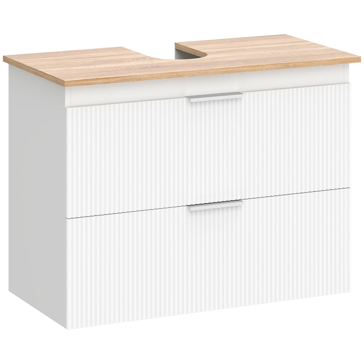 Bathroom Vanity Cabinet with Drawers, White/Natural Wood