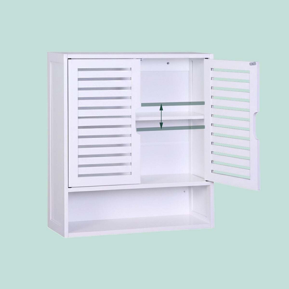 Bathroom Wall Cabinet, Louvered Doors, Adjustable Shelf