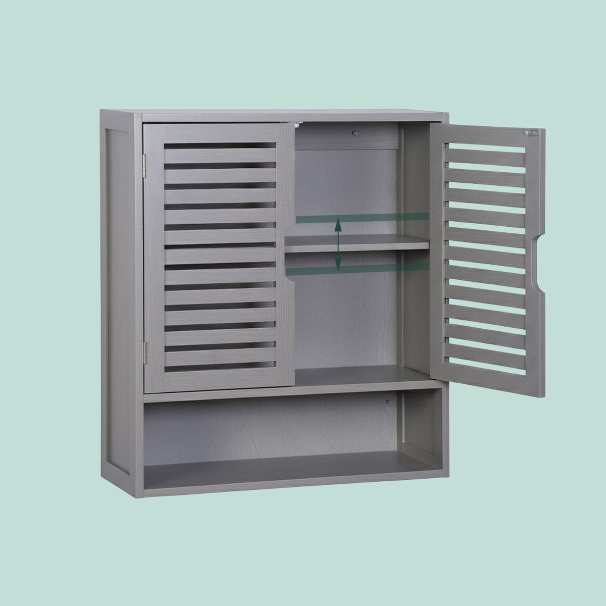 Bathroom Wall Cabinet, Louvered Doors, Adjustable Shelves