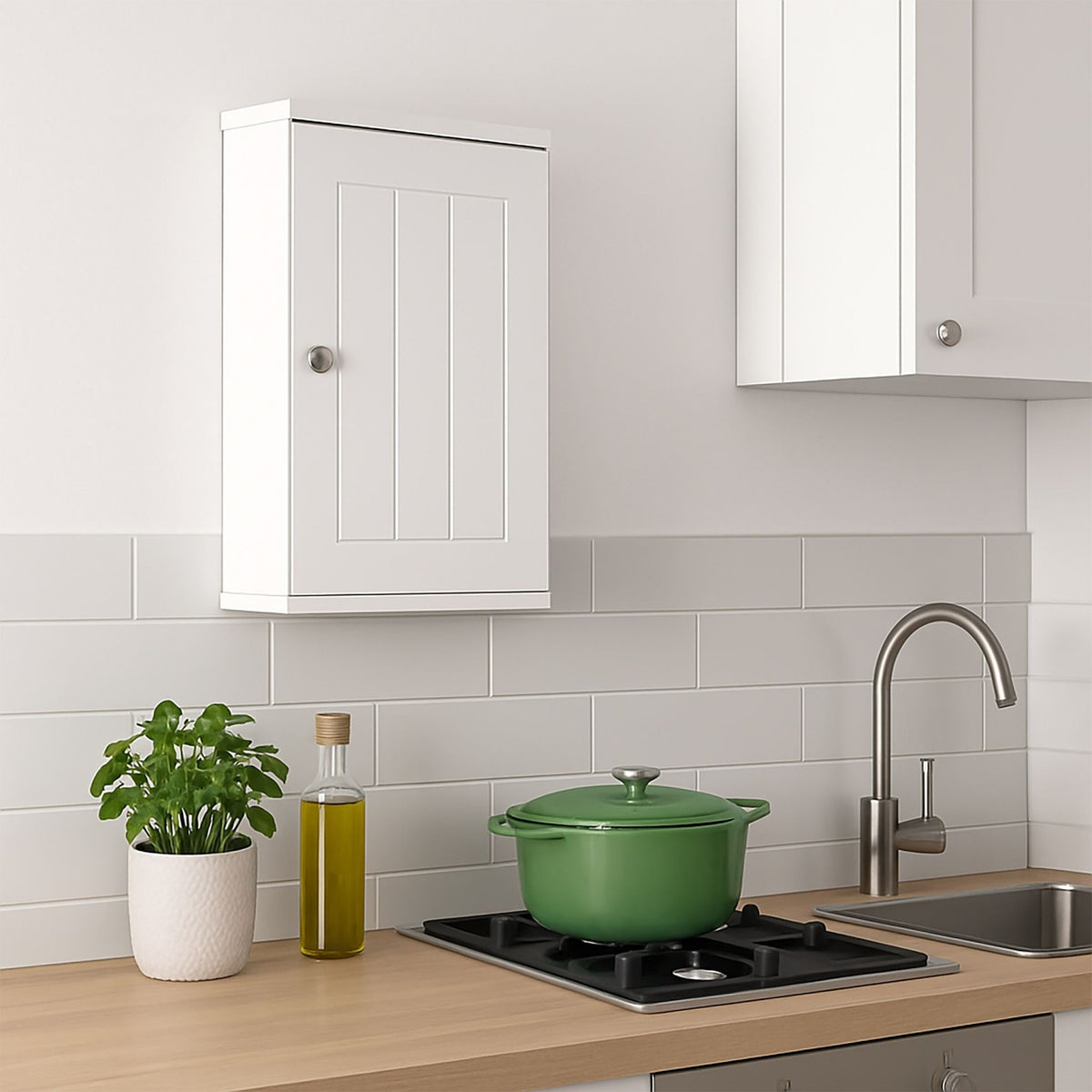 Bathroom Wall Cabinet – White, Wall-Mounted, Adjustable Shelves
