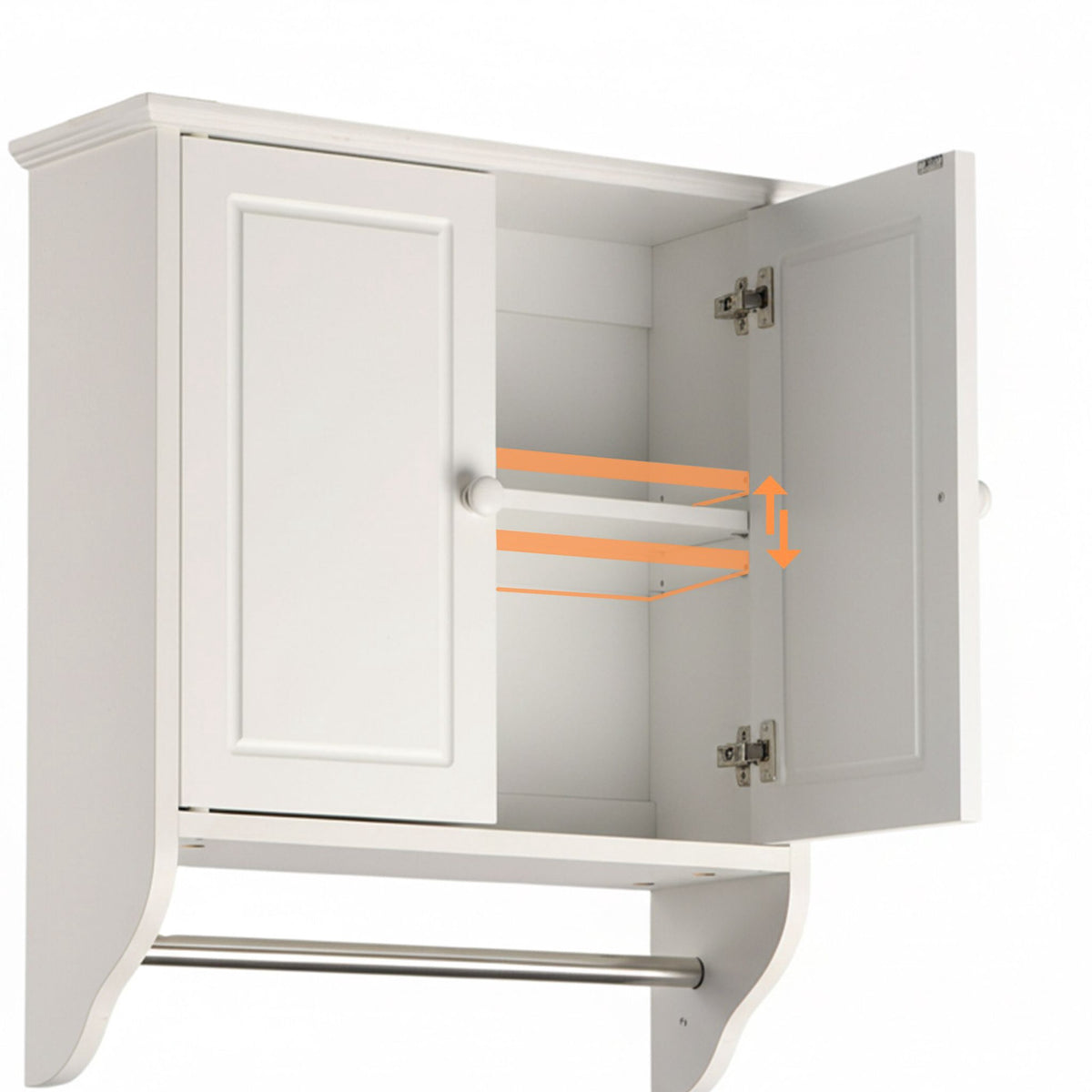 Bathroom Wall Cabinet with Adjustable Shelf and Towel Rail