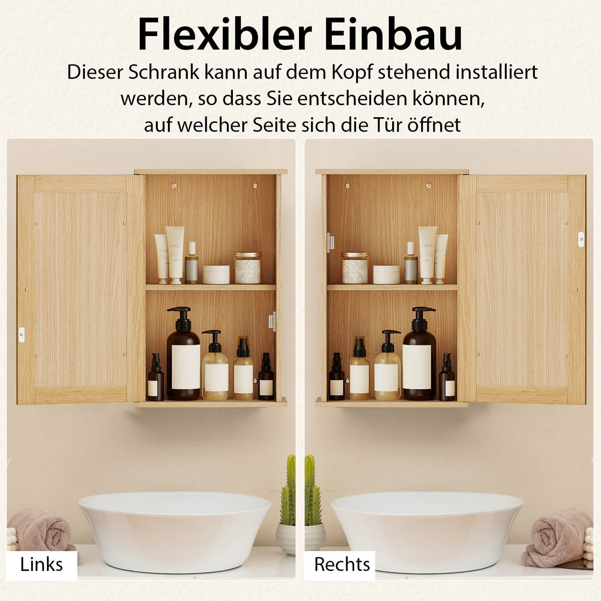 Bathroom Wall Cabinet with Mirror, Adjustable Shelf, Single Door