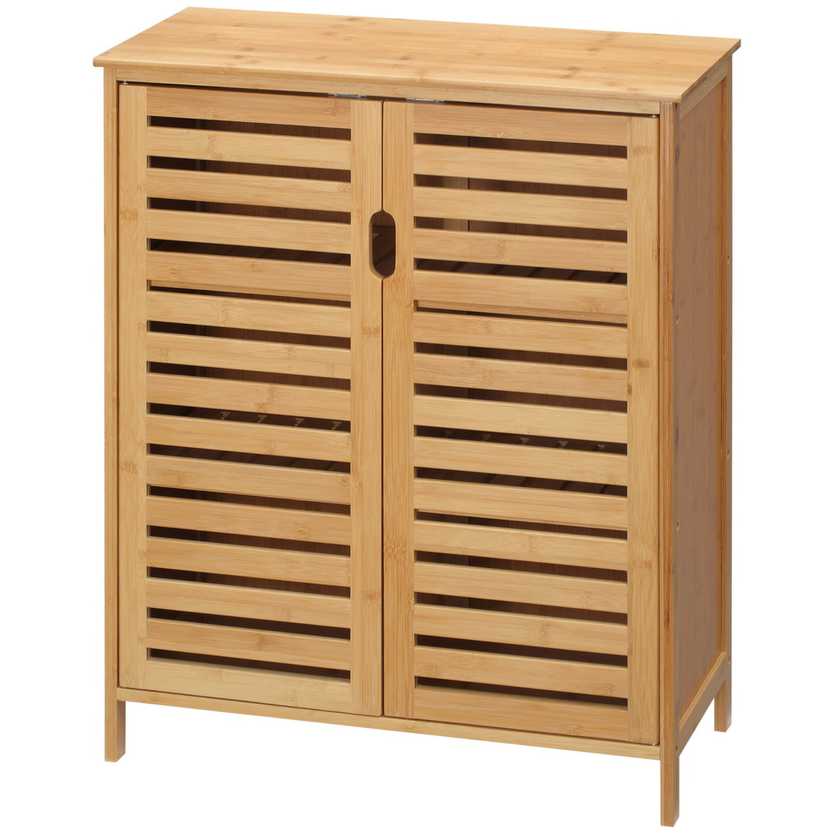 Bathroom cabinet, bathroom cabinet, side cabinet with 2 slatted doors, 2 inner shelves, bamboo storage cabinet for bathroom, living room, 68 x 32 x 86 cm, natural