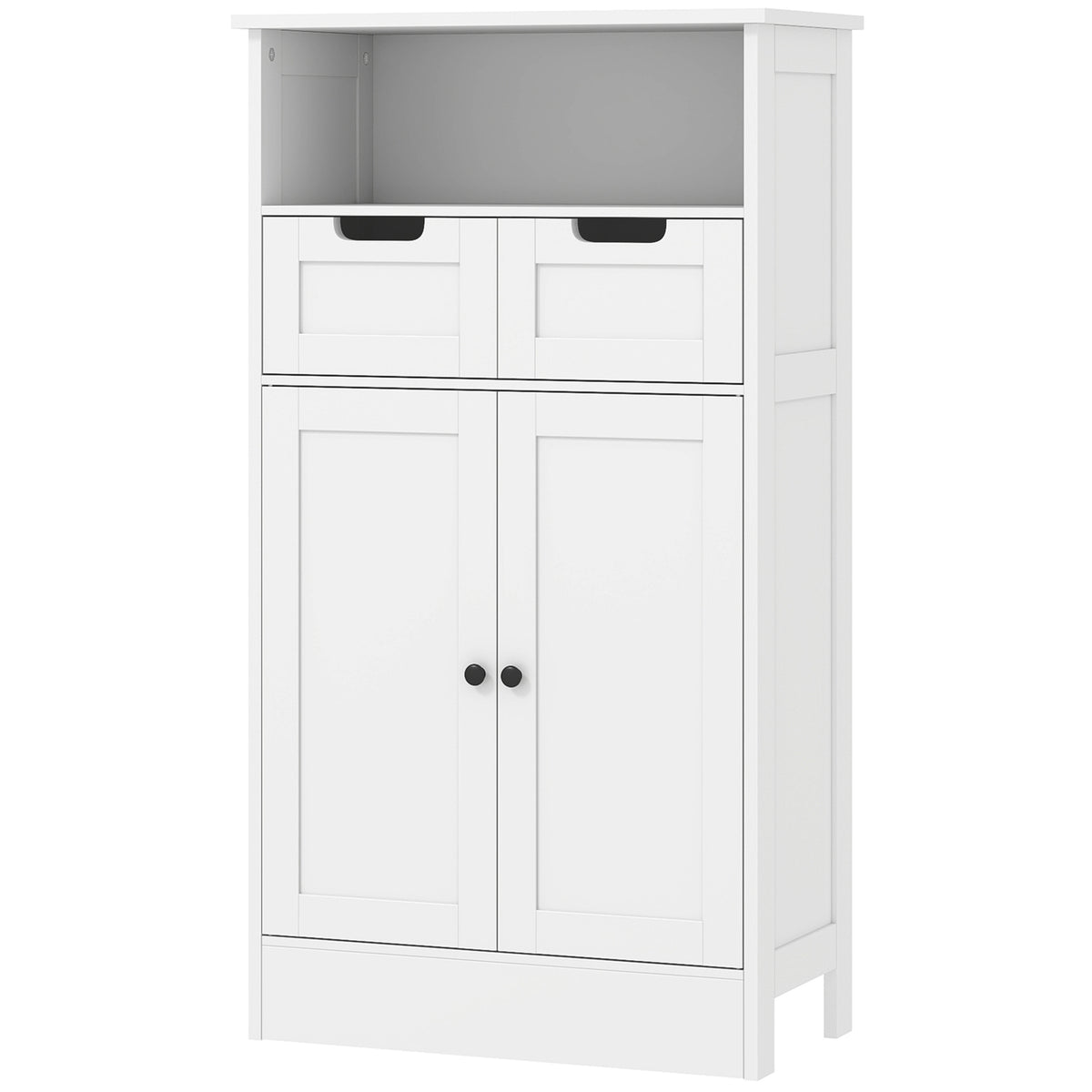 Bathroom cabinet, bathroom cabinet, storage cabinet with adjustable shelf, base cabinet with 2 drawers, door cabinet, for bathroom, living room 60 x 30 x 108.8 cm, white