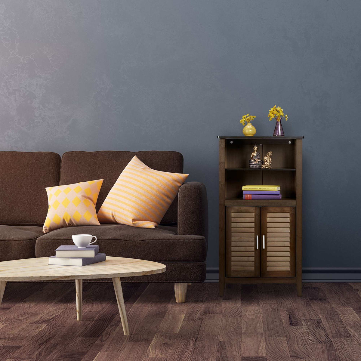 Bathroom cabinet dark brown LAMELL