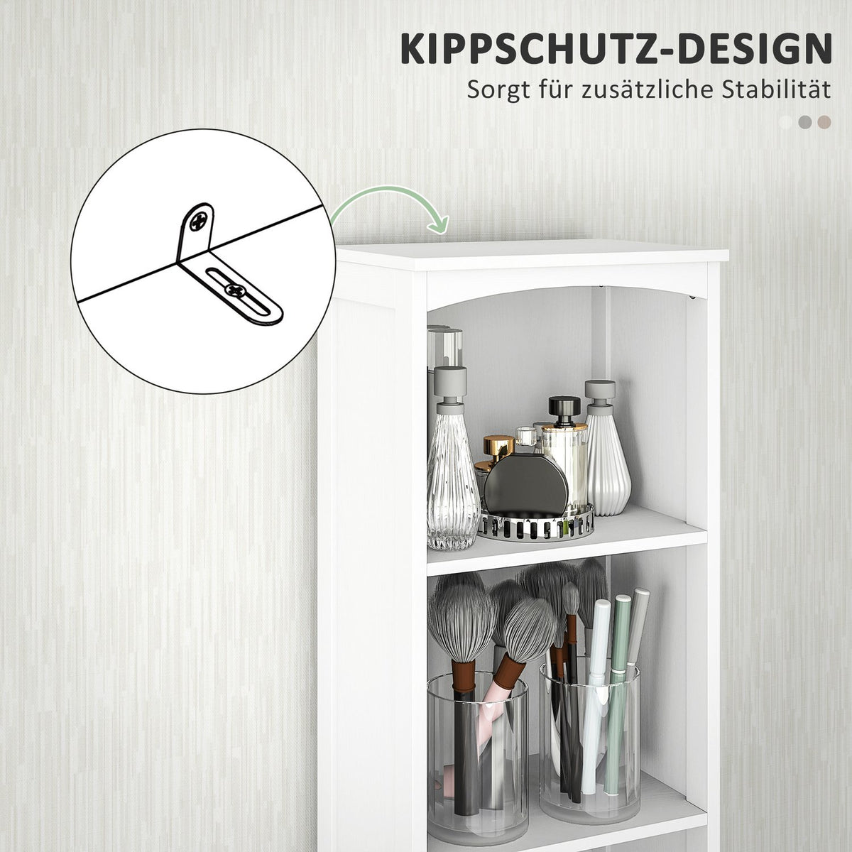Bathroom cabinet, tall cabinet with 3 shelves, 1 drawer, bathroom cabinet, bathroom shelf, bathroom cabinet, bathroom furniture, white, 34x24x170.5cm