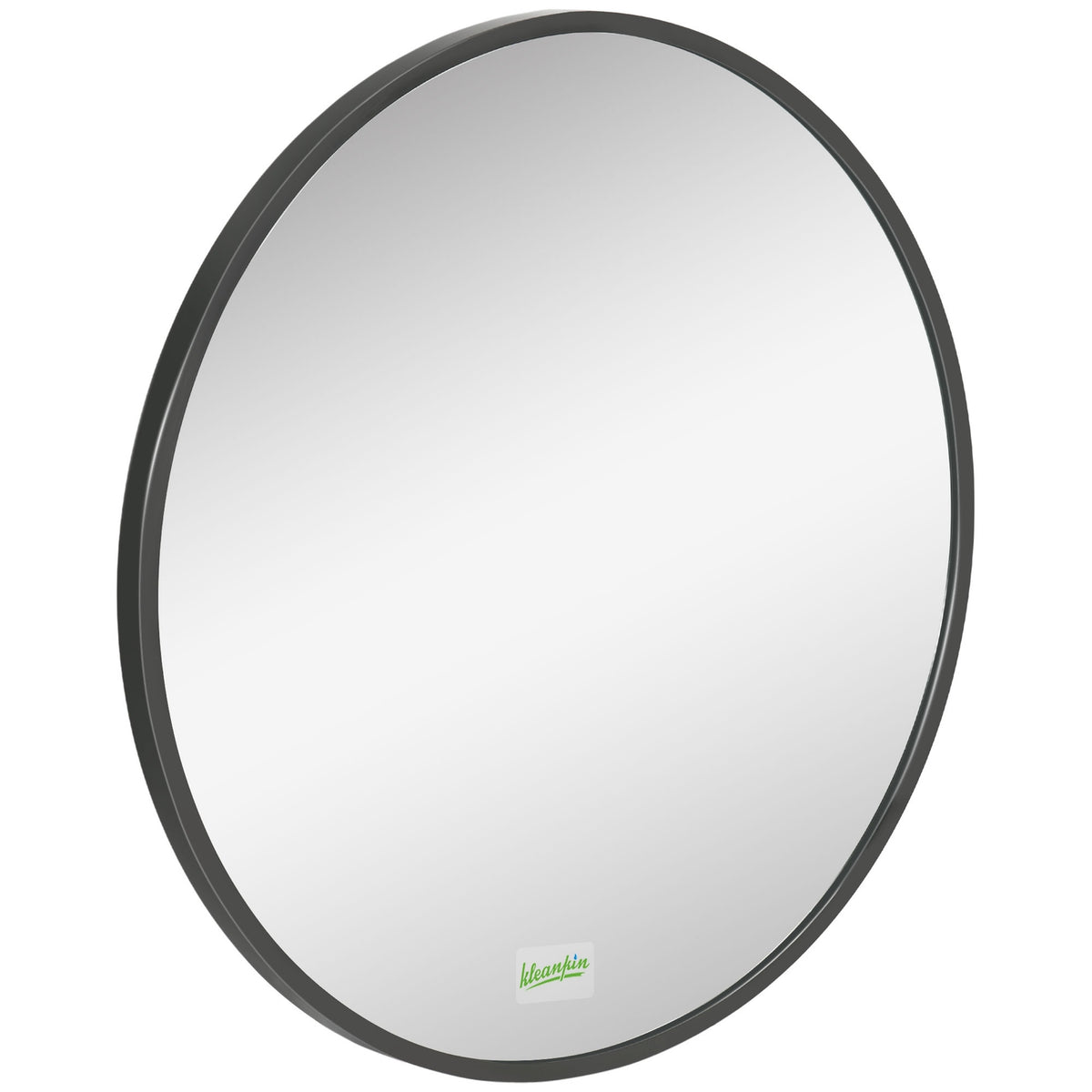 Bathroom mirror, round mirror, bathroom mirror with aluminum frame, Ø50 cm wall mirror for living room, bedroom, bathroom, IP44, black