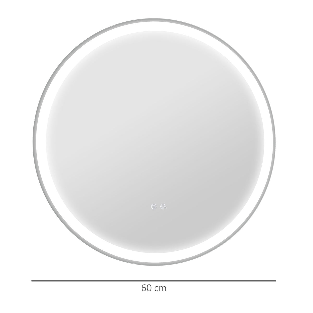 Bathroom mirror with LED lighting, Ø 60 cm Illuminated mirror with touch function, memory function, anti-fog with aluminum frame