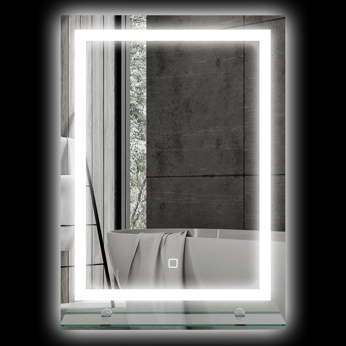 Bathroom mirror with lighting, wall mirror with 3 light colors, IP44 light mirror with touch switch, memory function, bathroom mirror made of aluminum, 50 x 70 cm