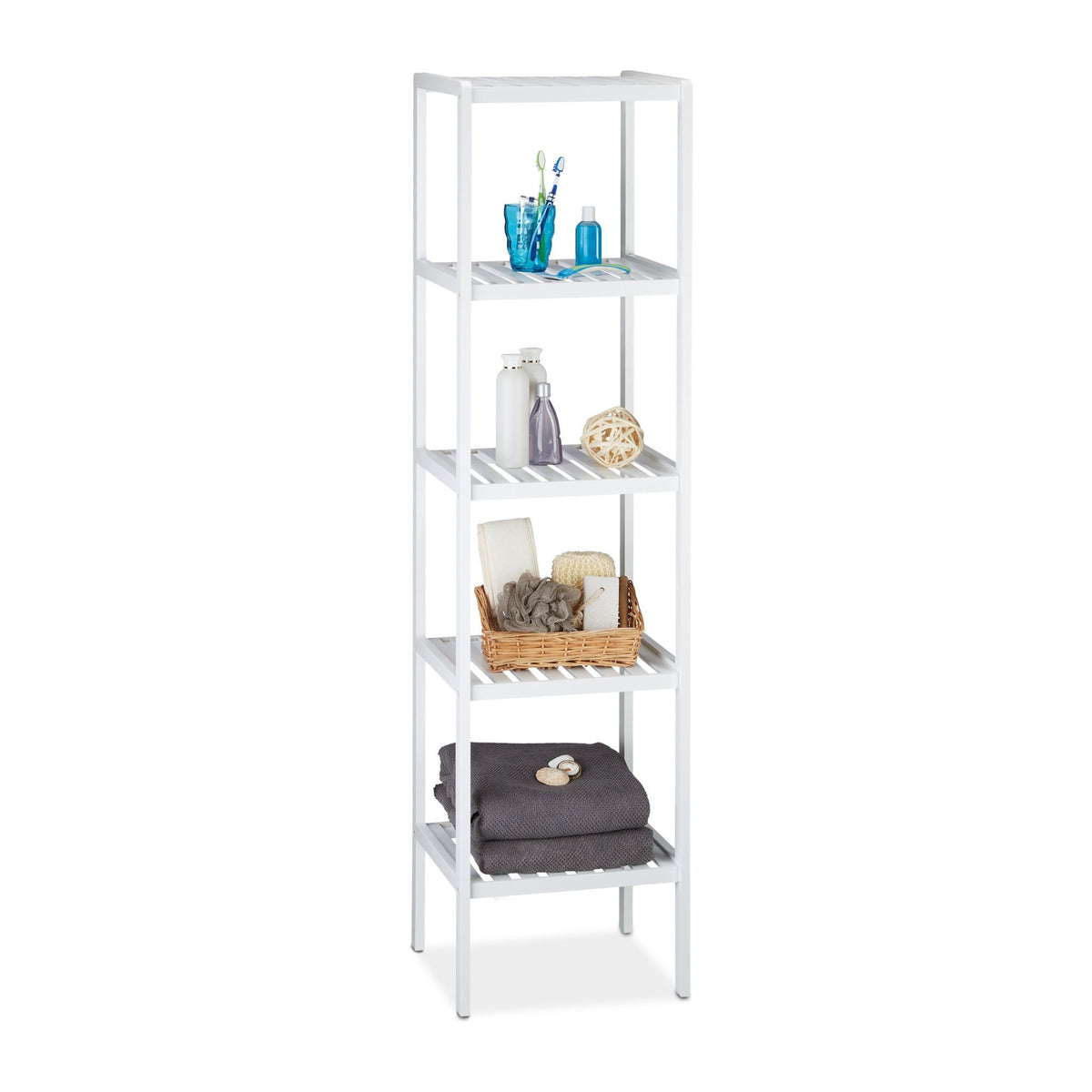 Bathroom shelf bamboo white