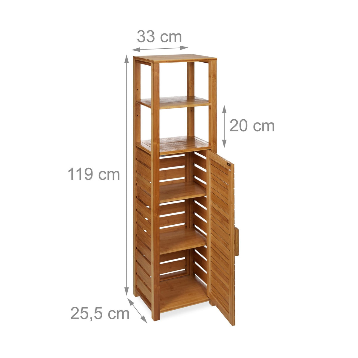 Bathroom shelf in bamboo 6 shelves