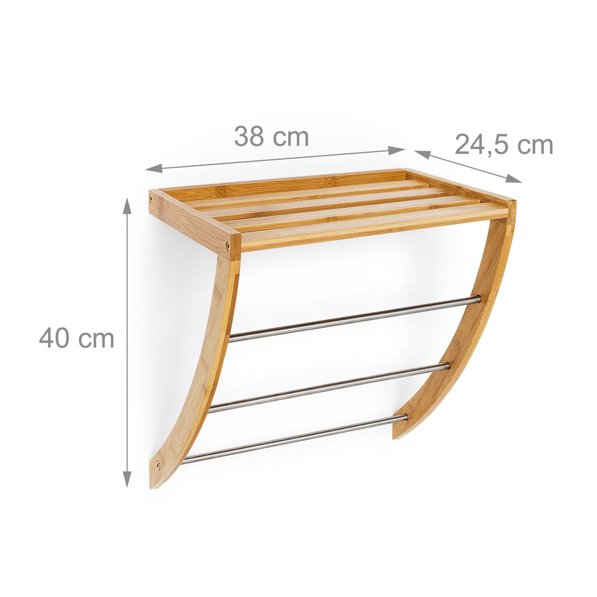 Bathroom shelf in bamboo & chrome