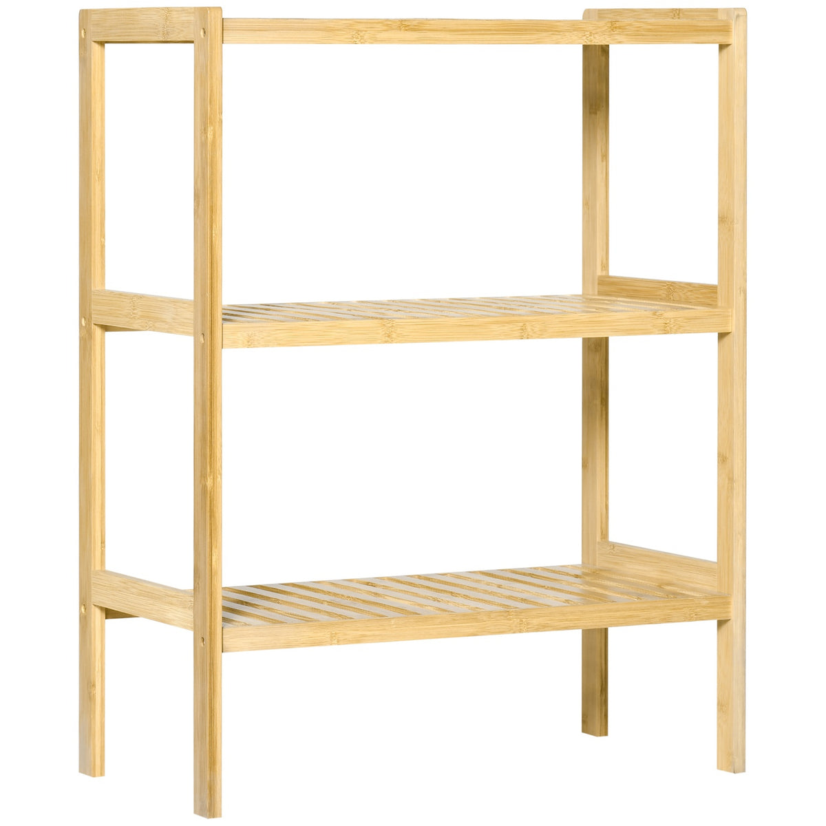 Bathroom shelf, standing shelf with 3 levels, bamboo shelf, kitchen shelf, for bathroom, kitchen, living room, hallway, natural, 62 x 33 x 80 cm