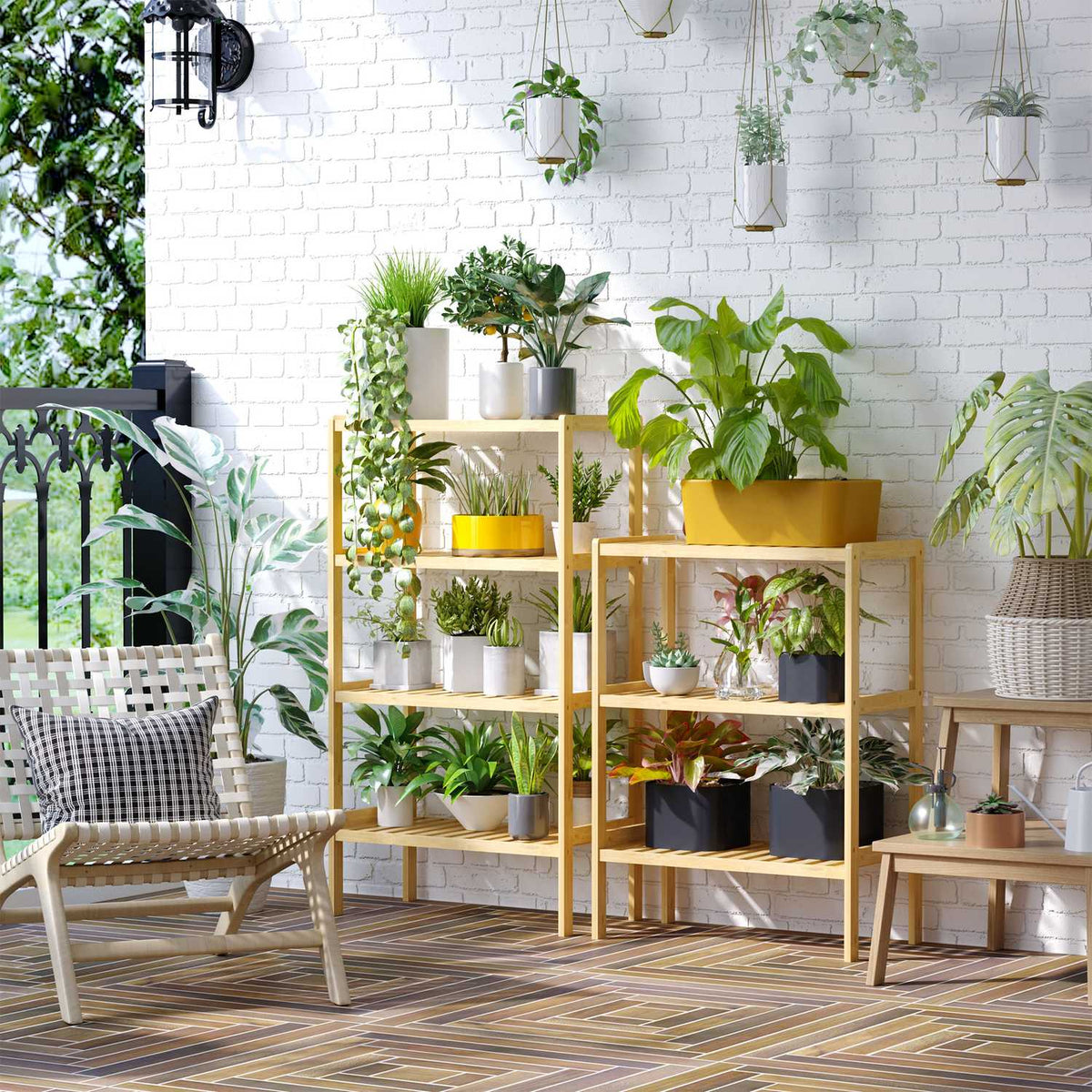 Bathroom shelf, standing shelf with 3 levels, bamboo shelf, kitchen shelf, for bathroom, kitchen, living room, hallway, natural, 62 x 33 x 80 cm