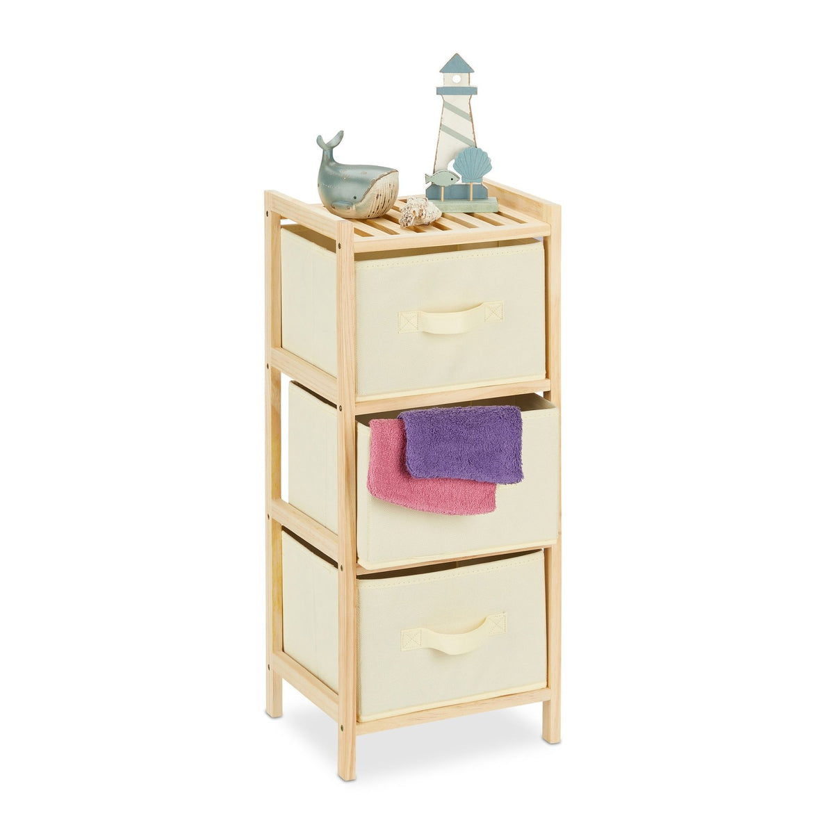 Bathroom shelf with 3 baskets