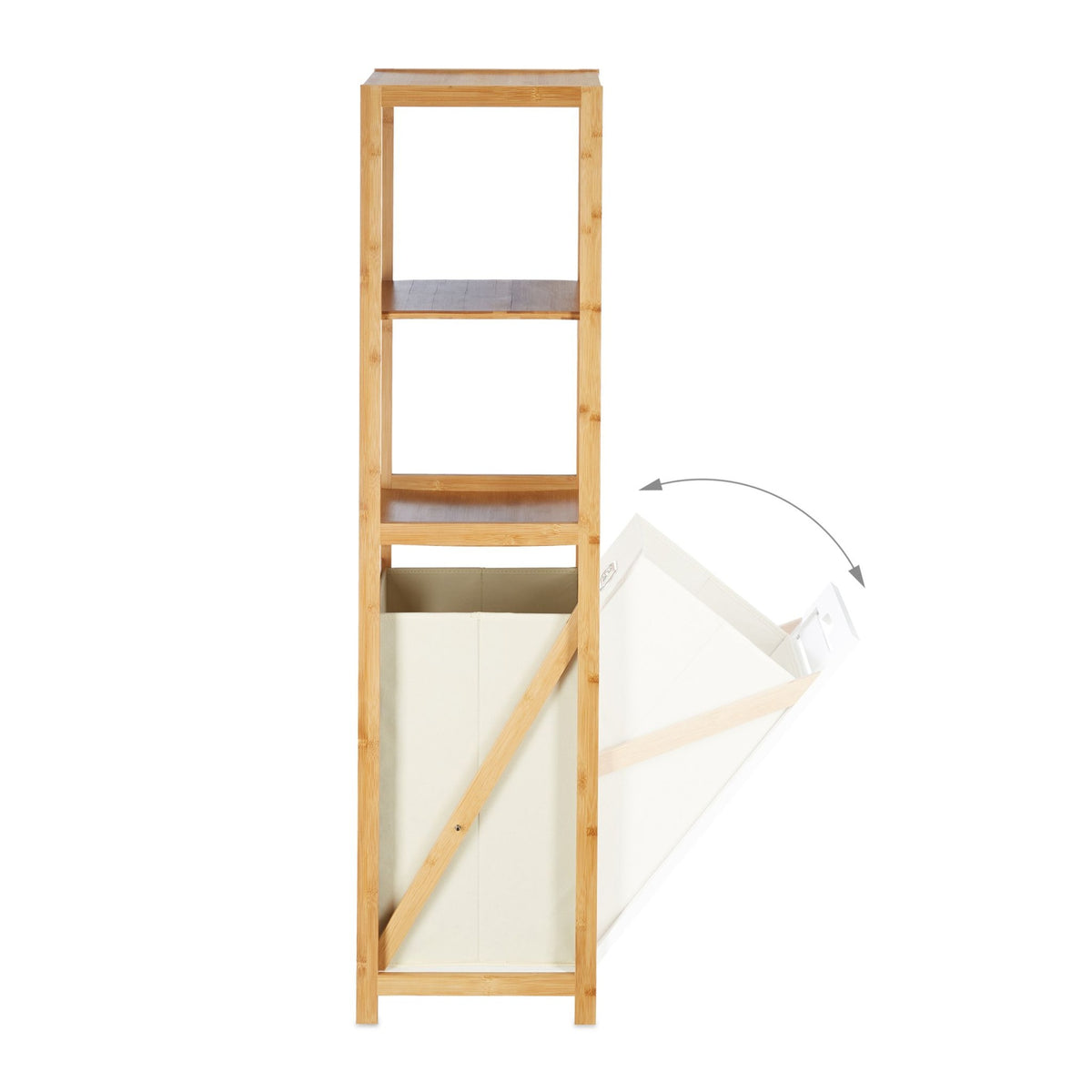 Bathroom shelf with laundry basket