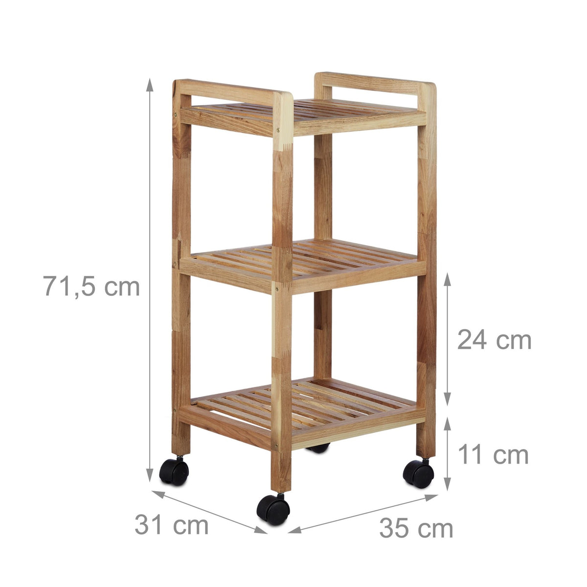 Bathroom shelf with wheels Wood