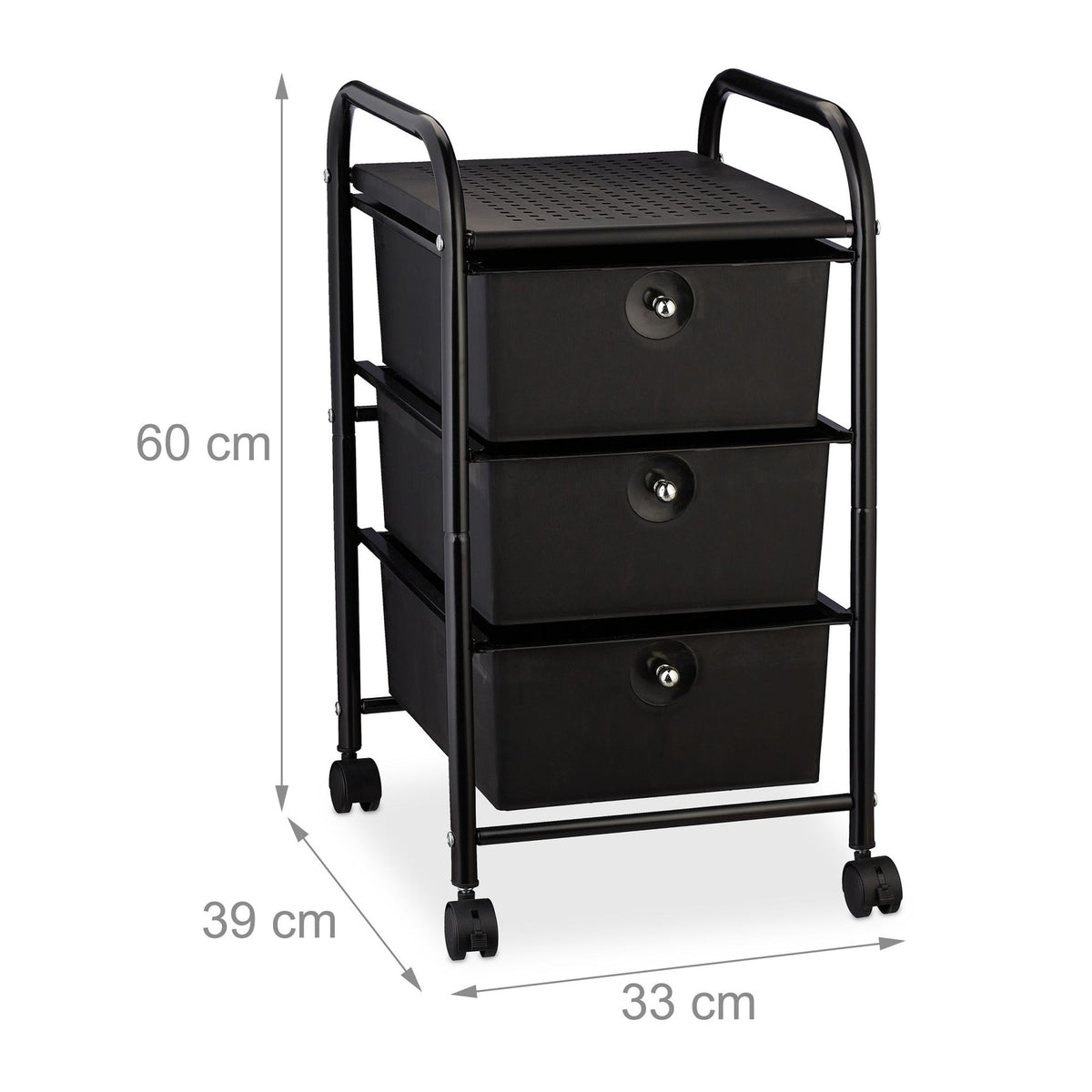 Bathroom trolley with 3 drawers