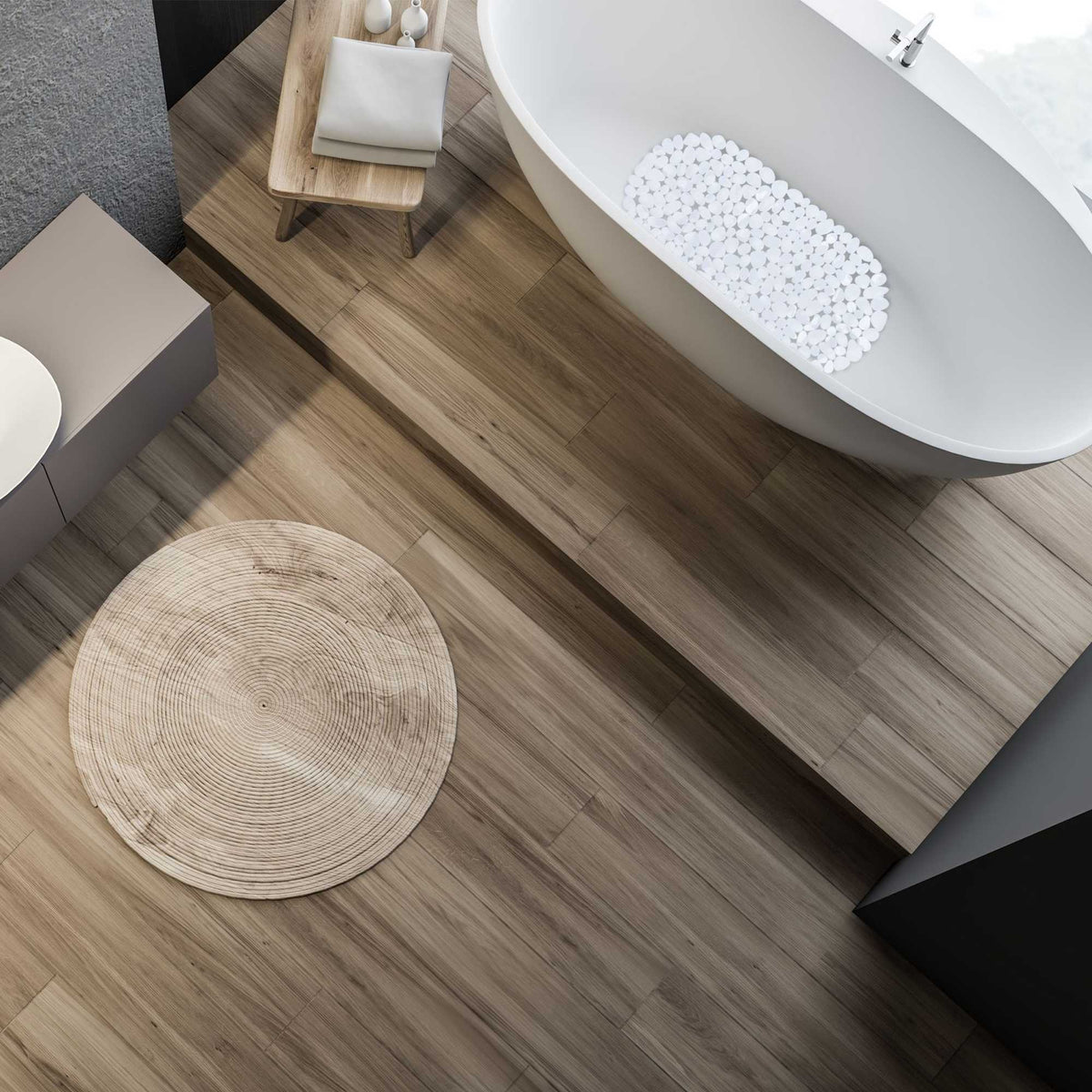 Bathtub interior in stone look