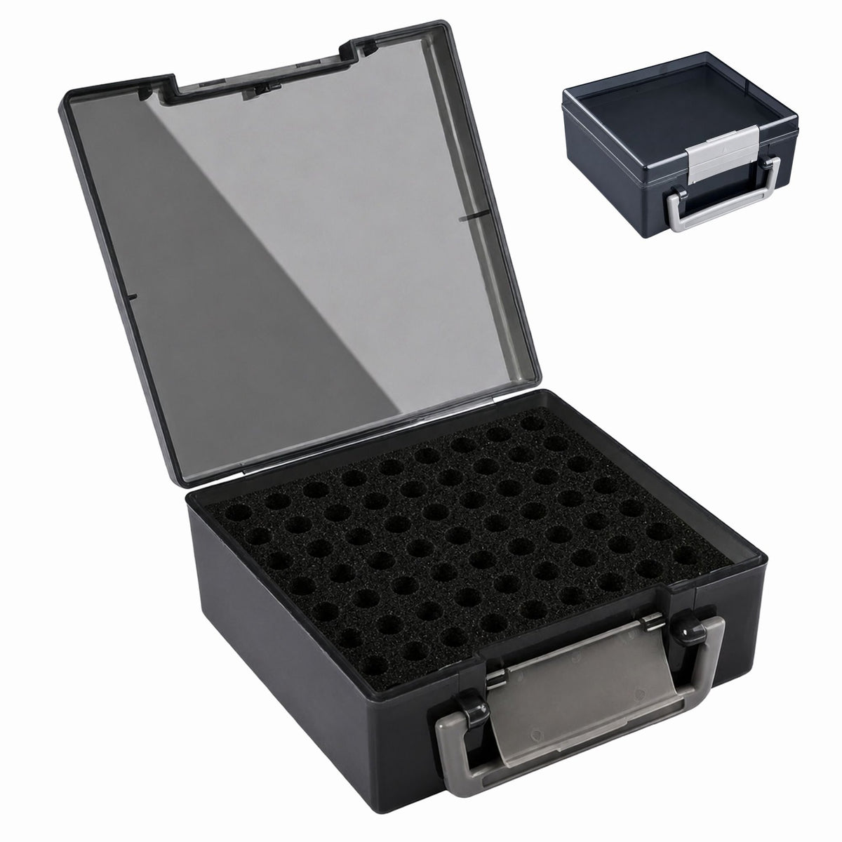 Battery Storage Box for 72 AA & AAA Batteries, Grey
