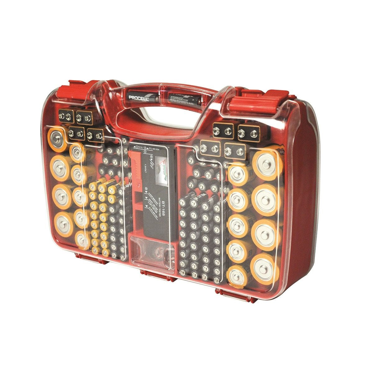 Battery Storage Box with Tester – Holds 180 Batteries