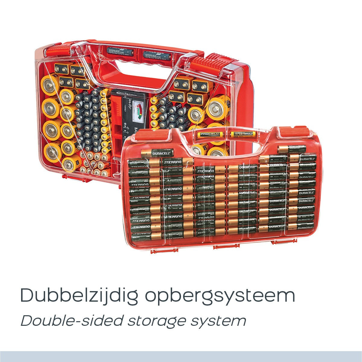 Battery Storage Box with Tester – Holds 180 Batteries