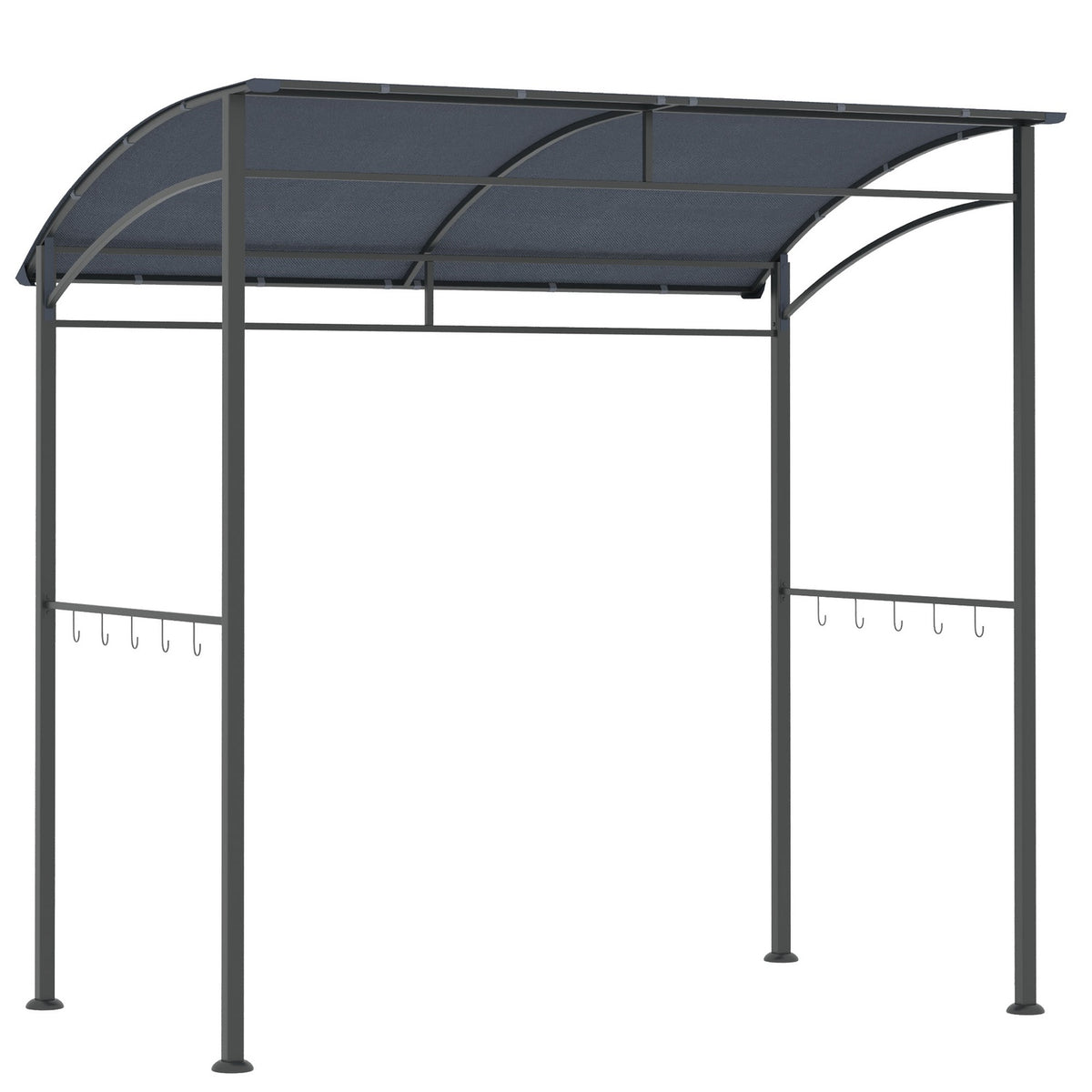 Bbq Gazebo Grill Canopy Rain Cover Uv Resistant Waterproof With Hooks Steel Frame Polyester Gray 215 X 150 X 174/220 Cm