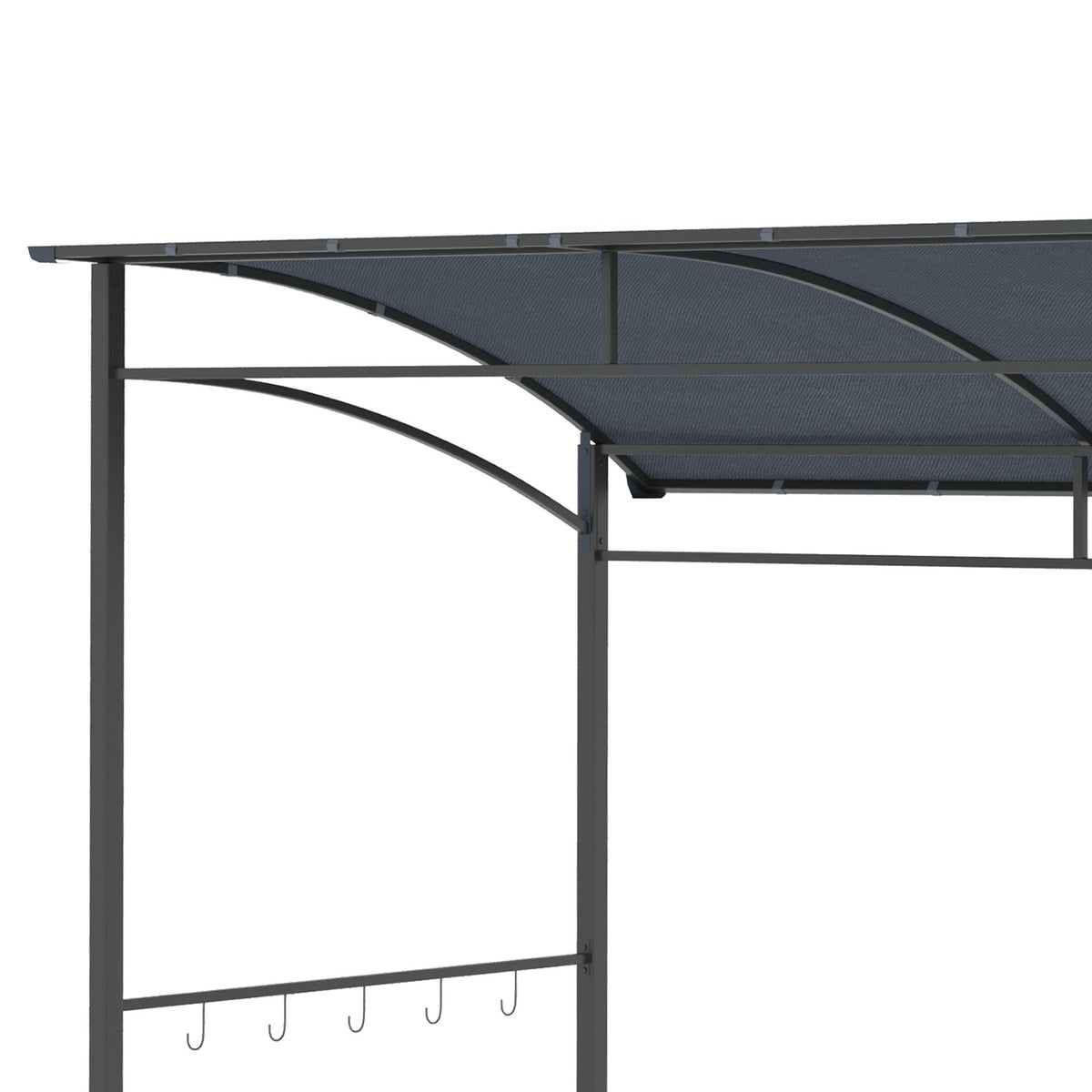 Bbq Gazebo Grill Canopy Rain Cover Uv Resistant Waterproof With Hooks Steel Frame Polyester Gray 215 X 150 X 174/220 Cm