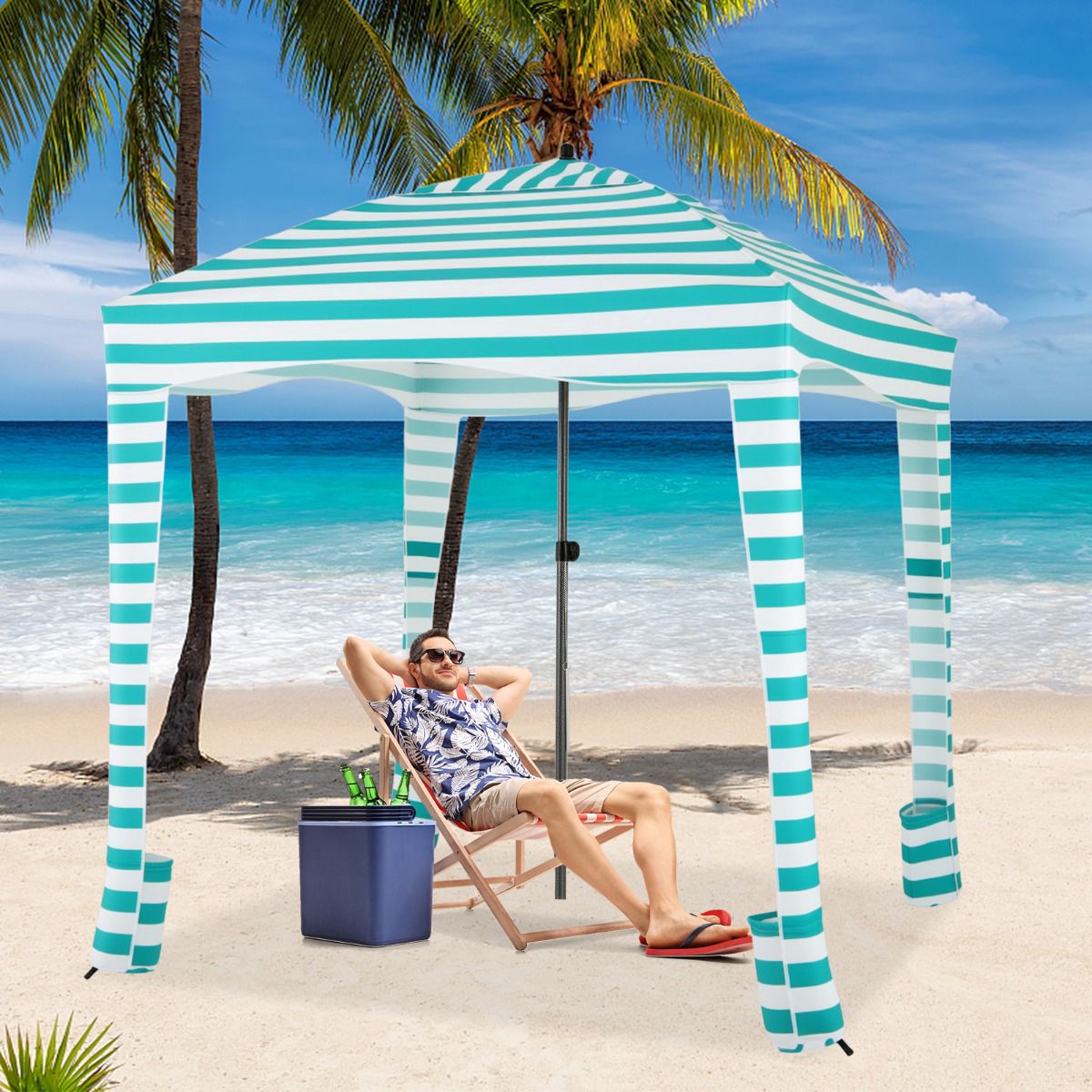 Beach Canopy Tent 183x183cm, Removable Side Wall