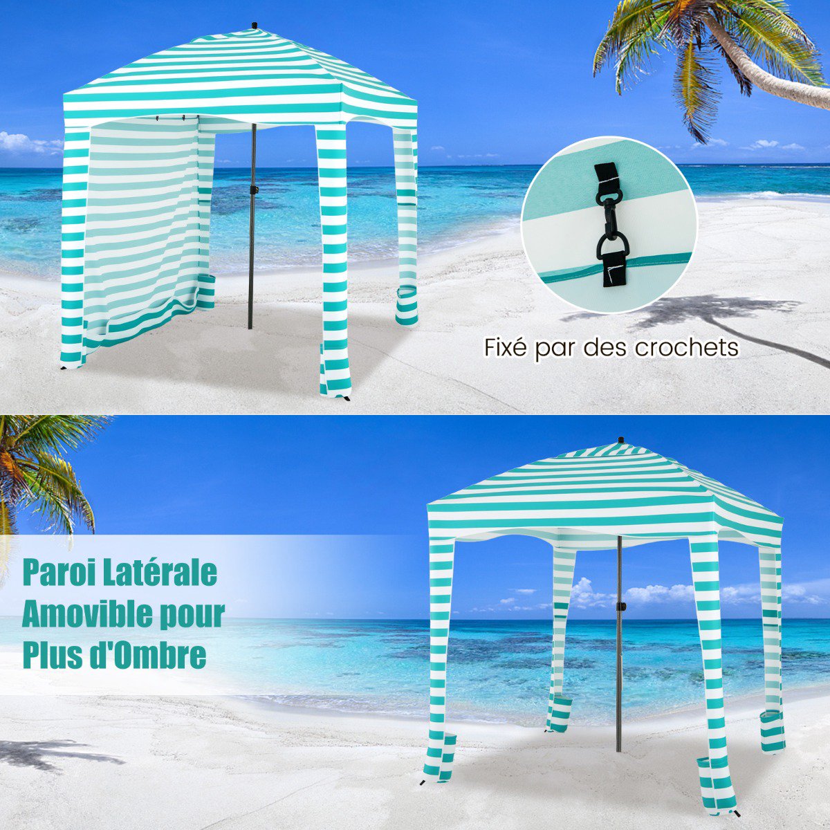 Beach Canopy Tent 183x183cm, Removable Side Wall