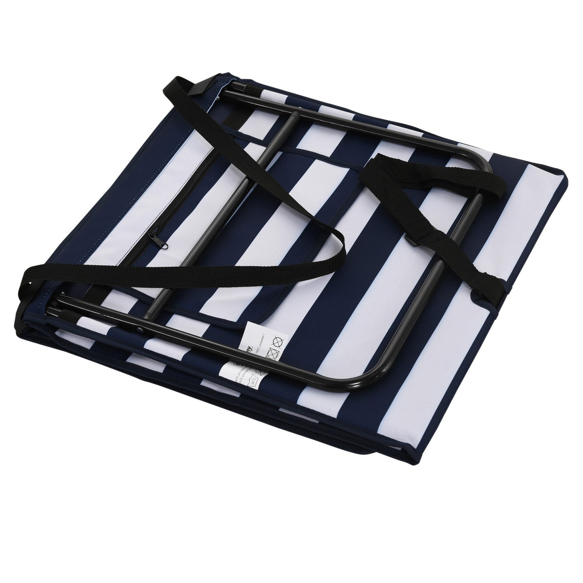 Beach Mat Set Of 2 Foldable Adjustable Carry Bag Magazine Bag Steel Oxford Blue + White