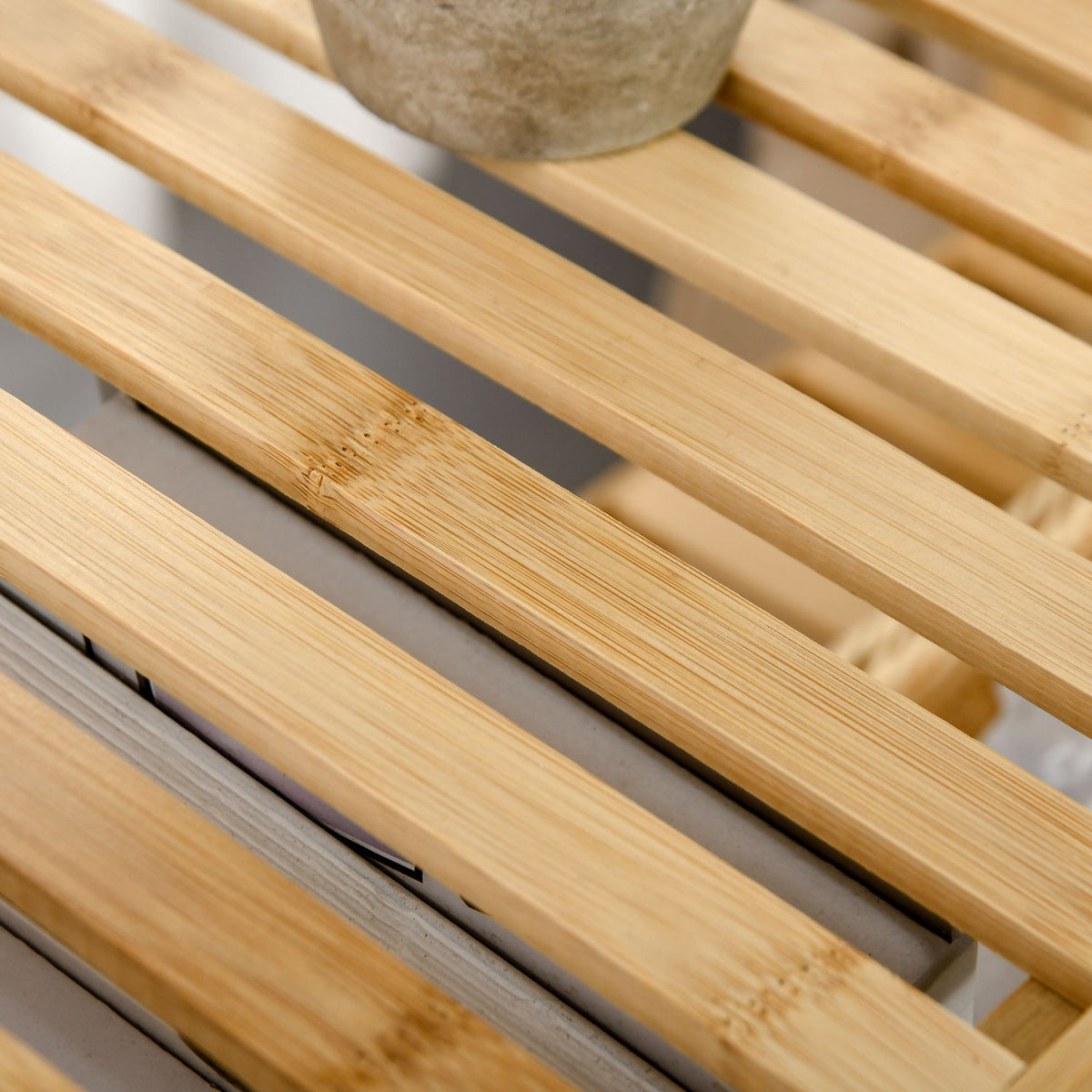 Beach Shelf 4 Tier Bamboo Bookshelf, Office Shelf, Storage Shelf, File Shelf, Kitchen Shelf, Natural, 62X33X112Cm