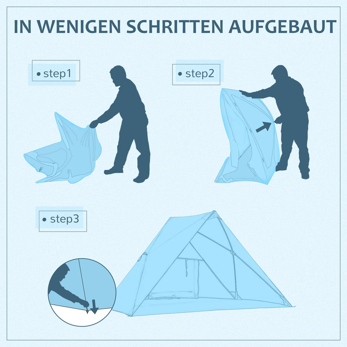 Beach Shelter Beach Tent With Uv50+ Sun Protection, Mesh Window, Carry Bag, Blue, 210X147X120Cm, For 2-3 People