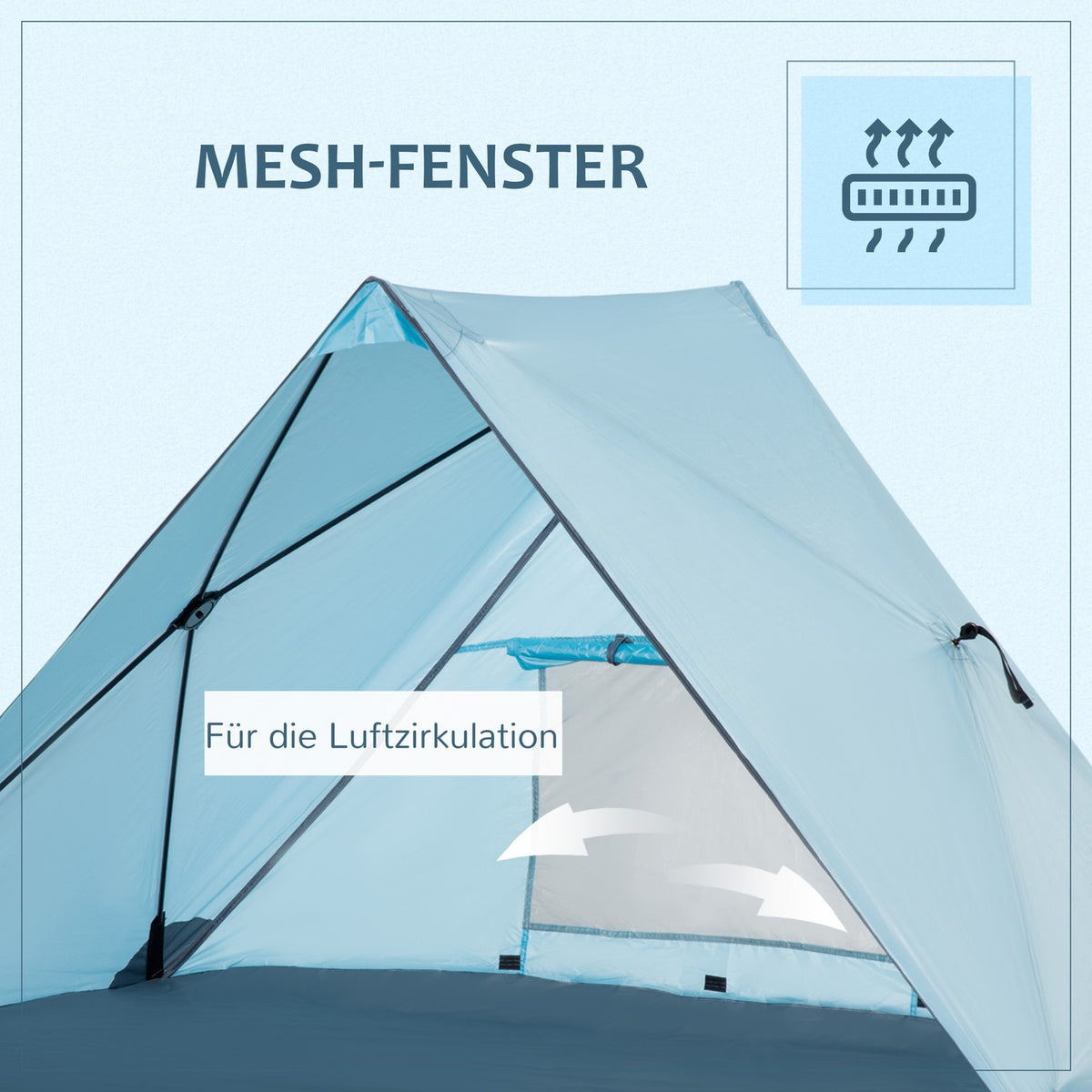 Beach Shelter Beach Tent With Uv50+ Sun Protection, Mesh Window, Carry Bag, Blue, 210X147X120Cm, For 2-3 People