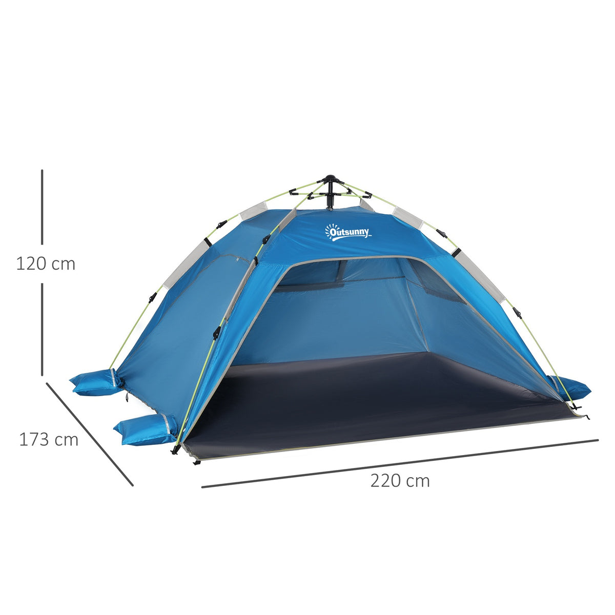 Beach Shelter Pop Up Beach Tent for 1-2 People with Sun Protection Beach Shade with Zip Door, Carry Bag for Family, Picnic, Beach, Sky Blue