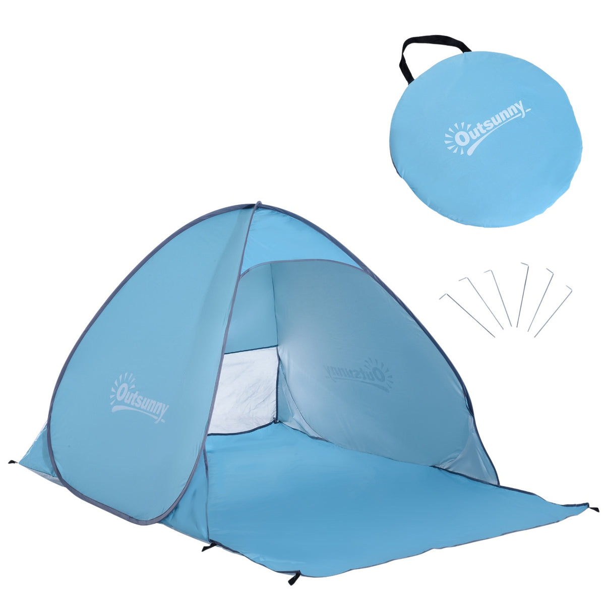 Beach Shelter Quick Assembly Beach Tent Pop Up Tent, Automatic, Polyester, Blue, 200X150X119Cm
