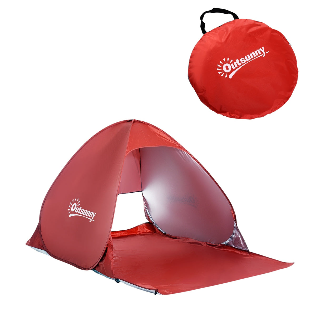 Beach Shelter Quick Assembly Beach Tent Pop Up Tent, Automatic, Polyester, Red, 200X150X119Cm