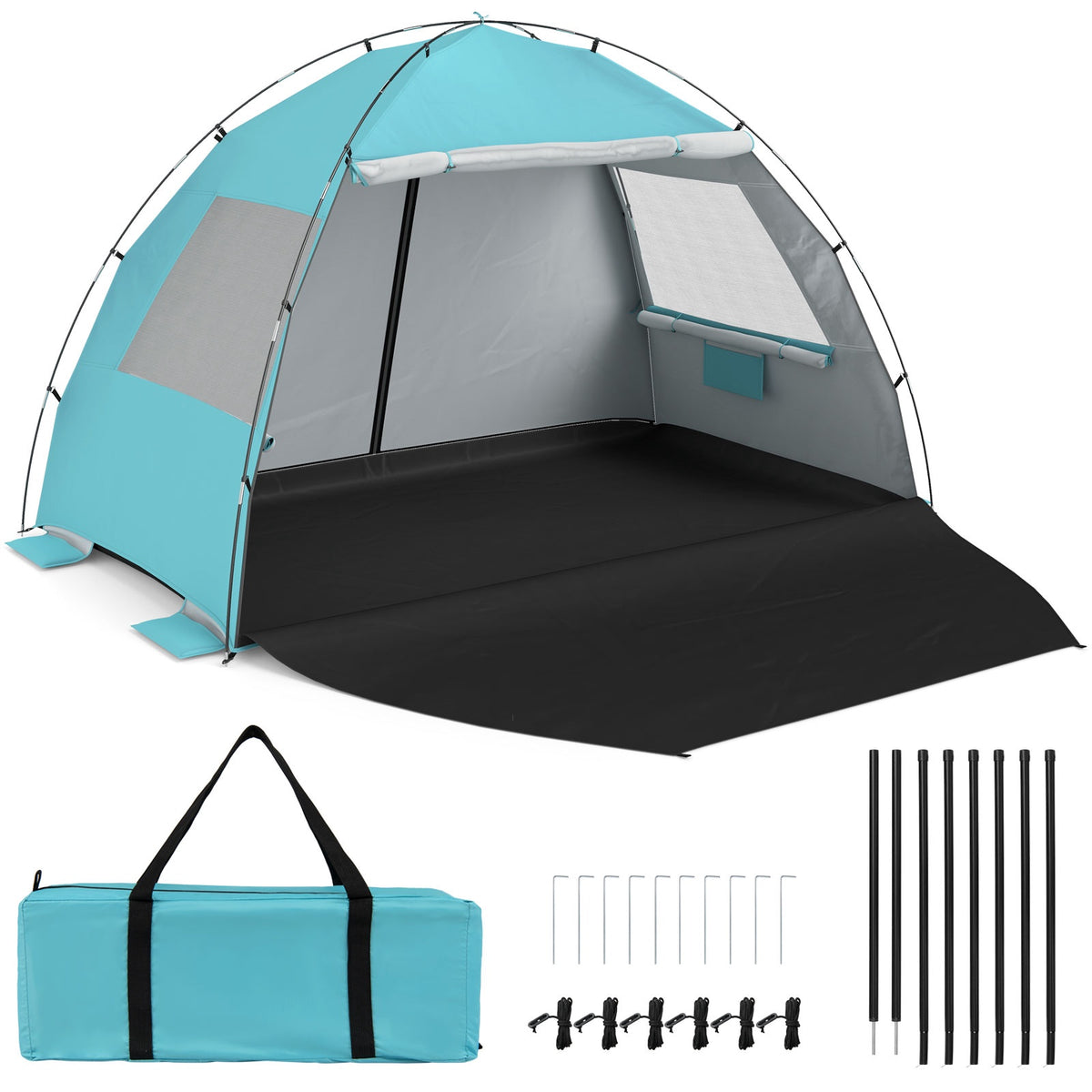 Beach Tent Sun Shelter, Pop-Up Canopy, UPF50+, 6-Person