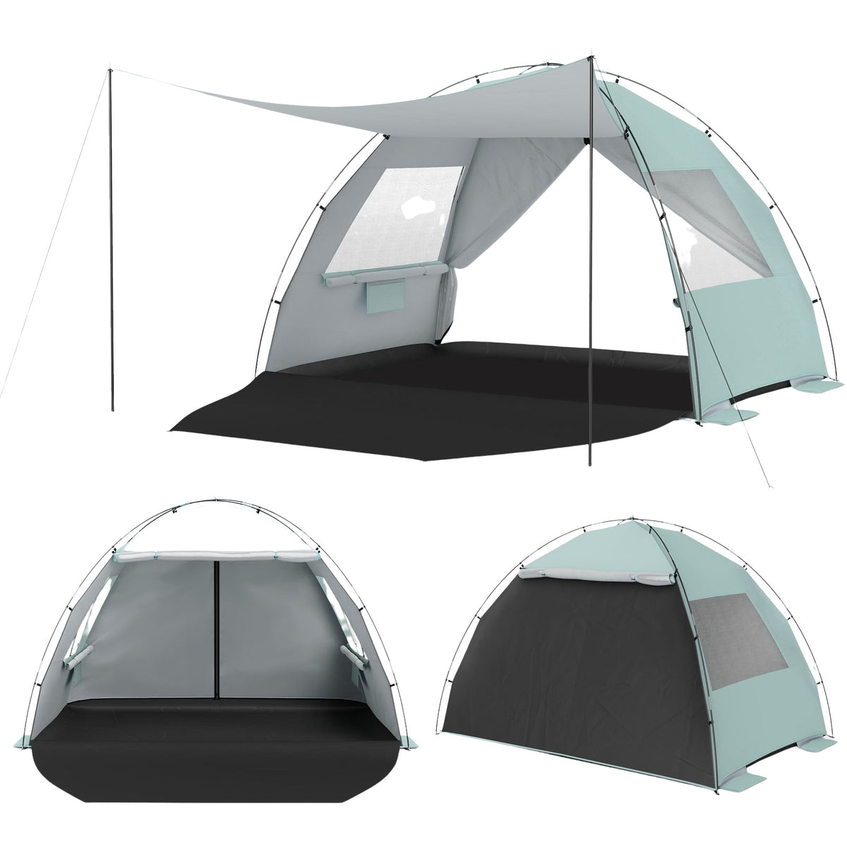 Beach Tent Sun Shelter, UPF50+, 3-4 Person, Extended Floor
