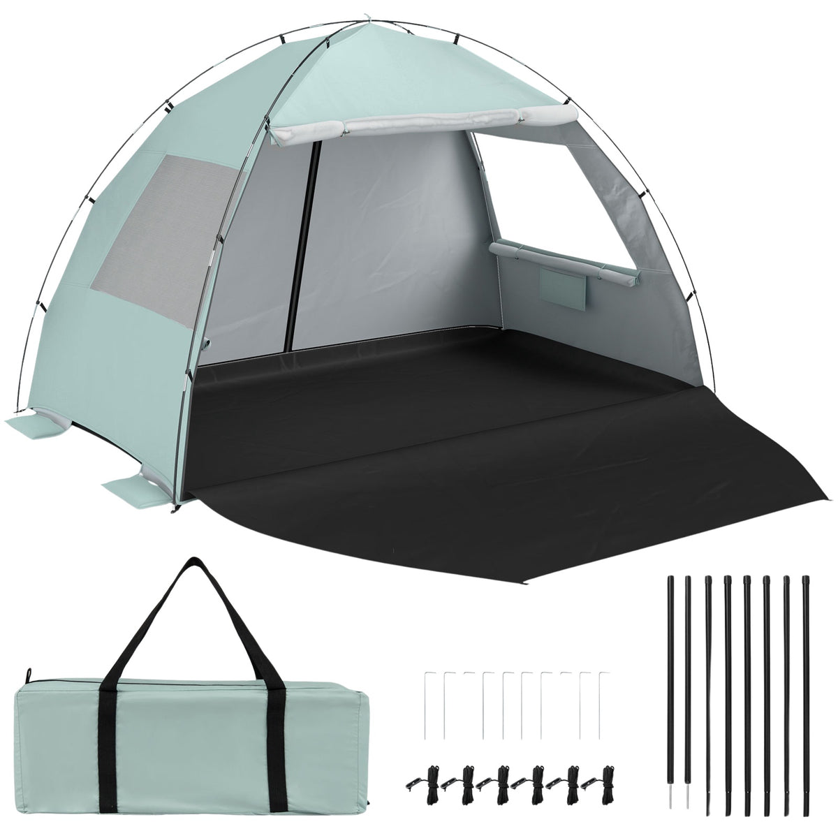 Beach Tent Sun Shelter, UPF50+, 3-4 Person, Extended Floor