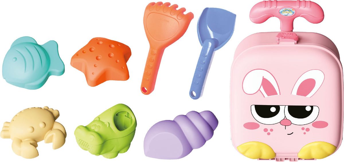 Beach Toy Set with Bunny Trolley, 8 Pieces