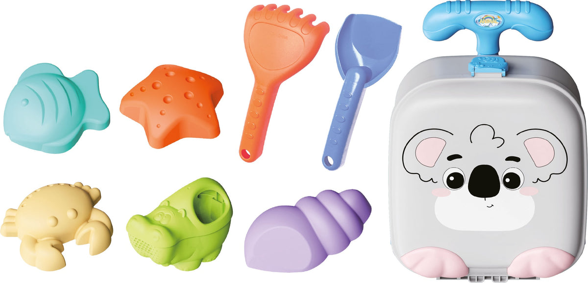 Beach Toy Set with Koala Trolley, 8 Pieces