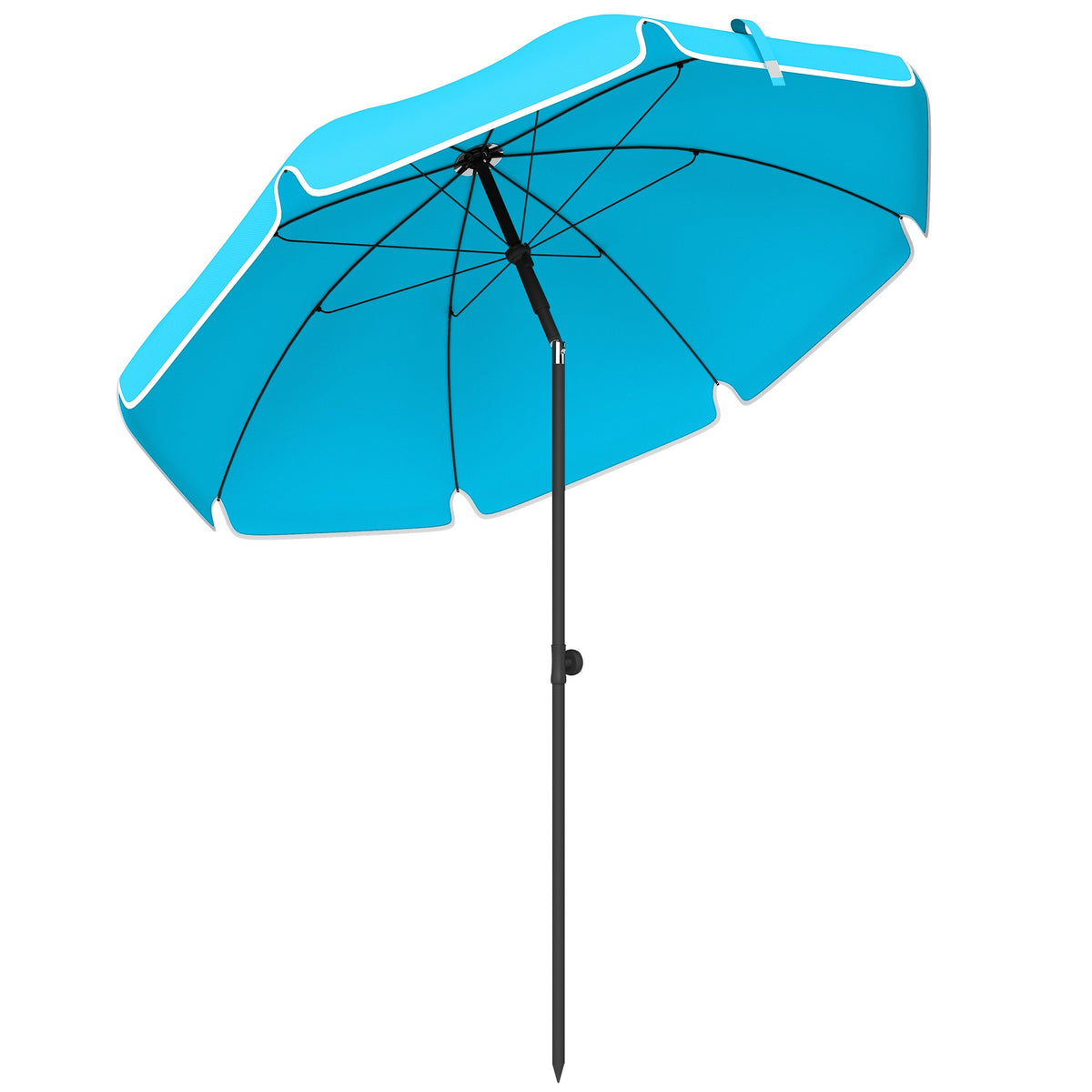 Beach Umbrella, 150cm, Adjustable Tilt, Sand Anchor, Blue