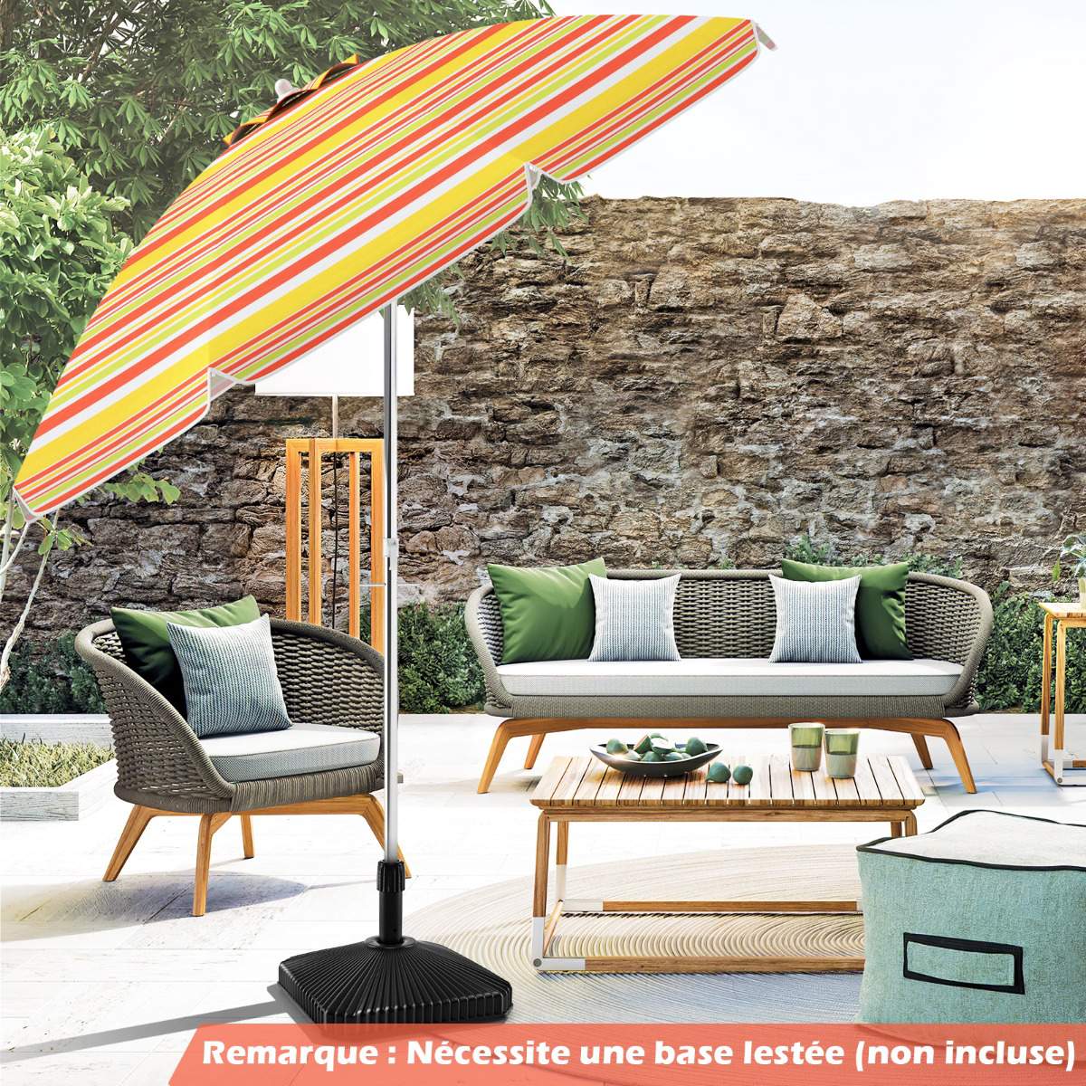 Beach Umbrella 198cm, Tilt, Sand Anchor, Carry Bag