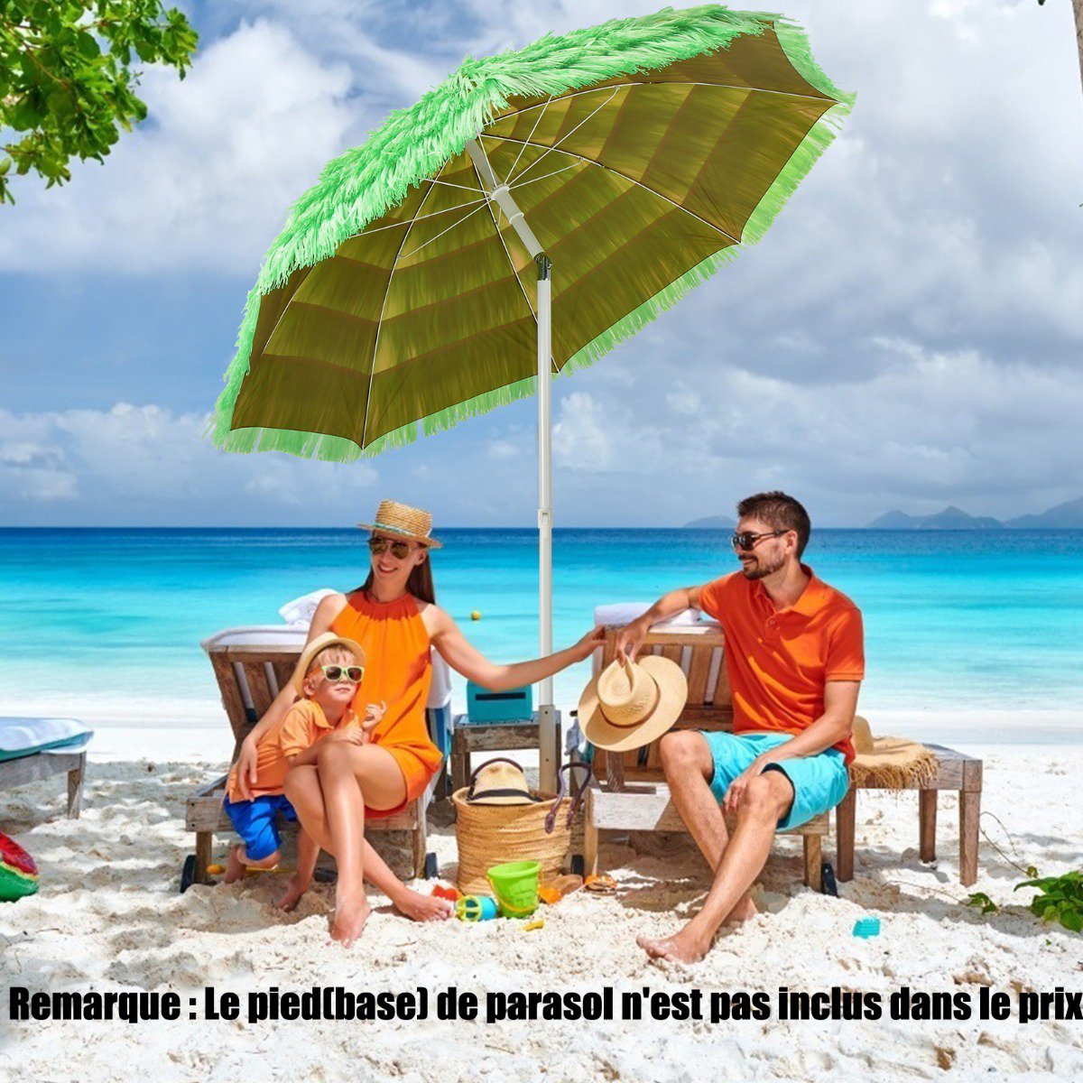 Beach Umbrella 200 Cm, Adjustable Tilt, 8-Rib, Green