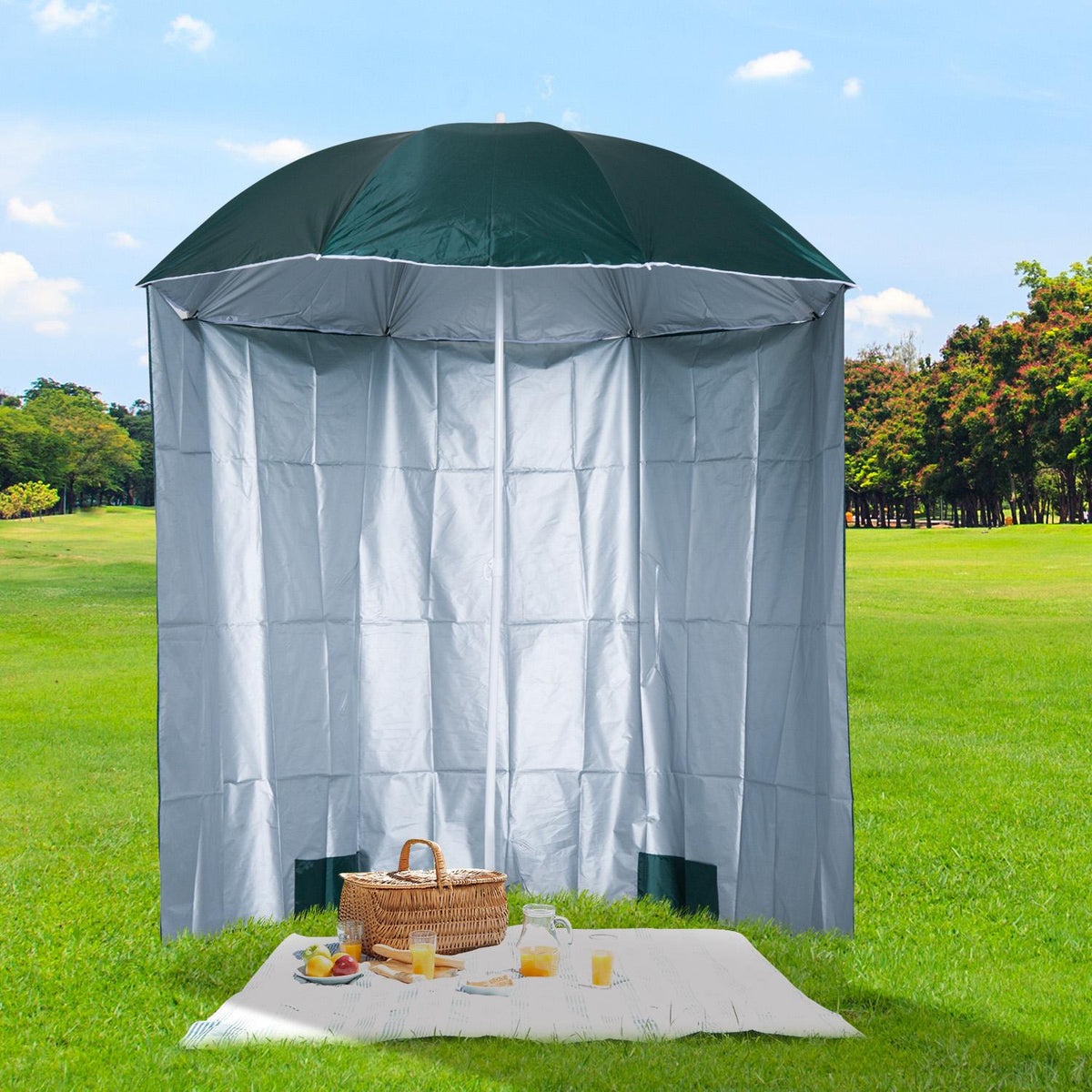 Beach Umbrella Side Wall Polyester Dark Green 2.2Xh2.2M
